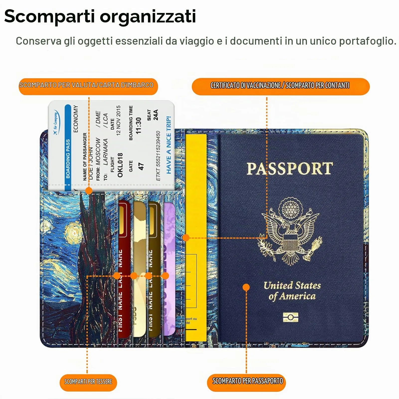 FINTIE Porta Passaporto con Protezione RFID in Pelle Sintetica, Z-starry Night - immagine 4