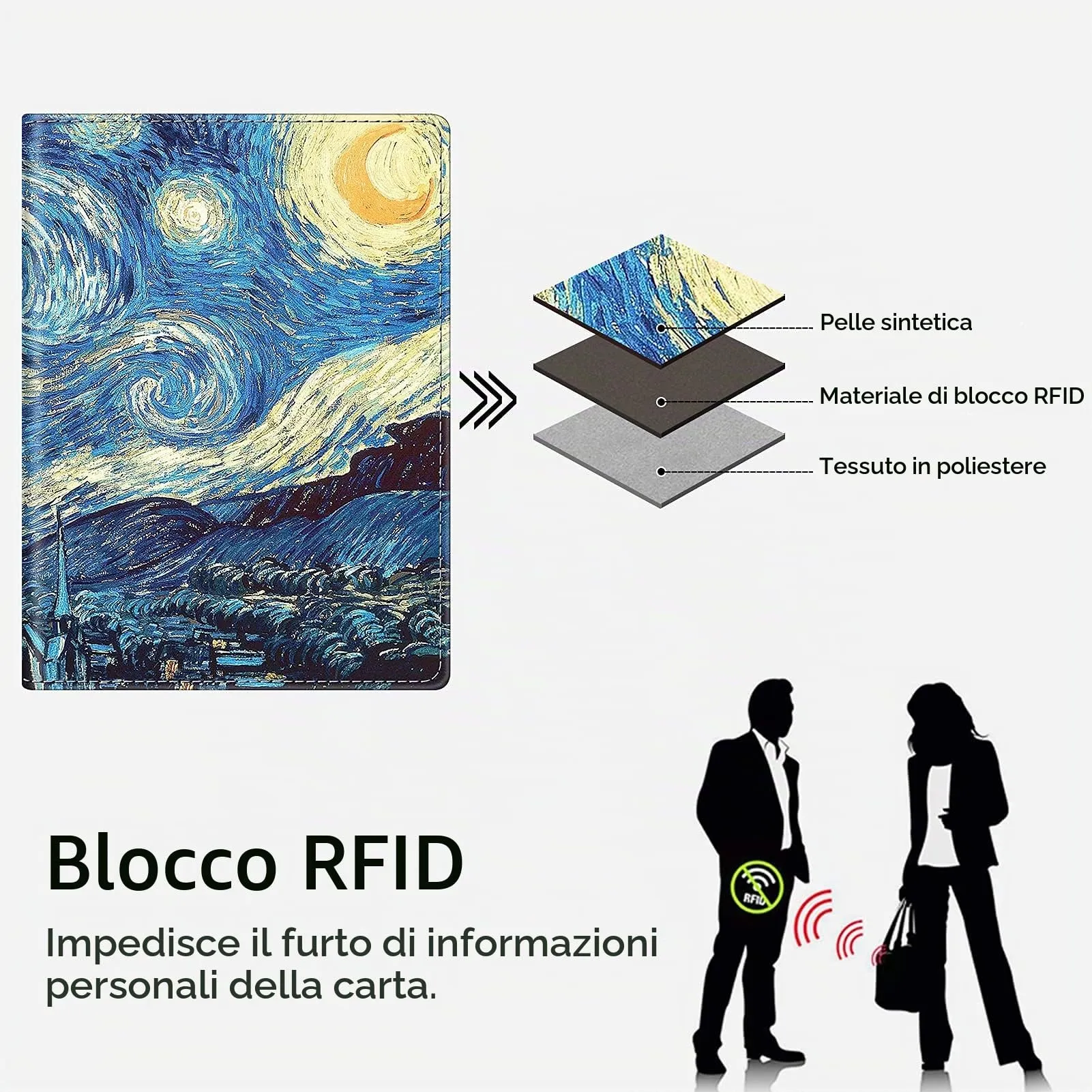FINTIE Porta Passaporto con Protezione RFID in Pelle Sintetica, Z-starry Night - immagine 5