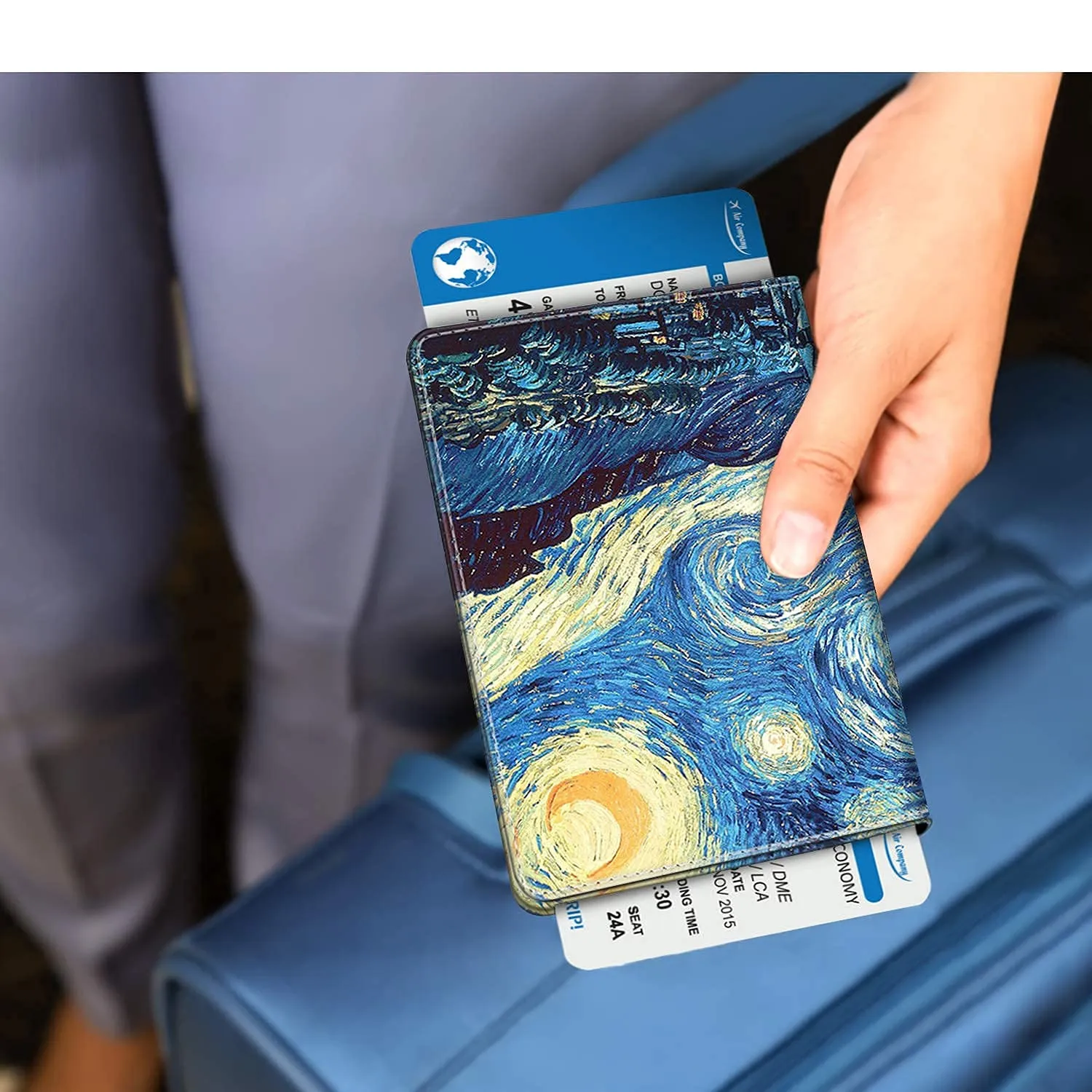 FINTIE Porta Passaporto con Protezione RFID in Pelle Sintetica, Z-starry Night - immagine 8