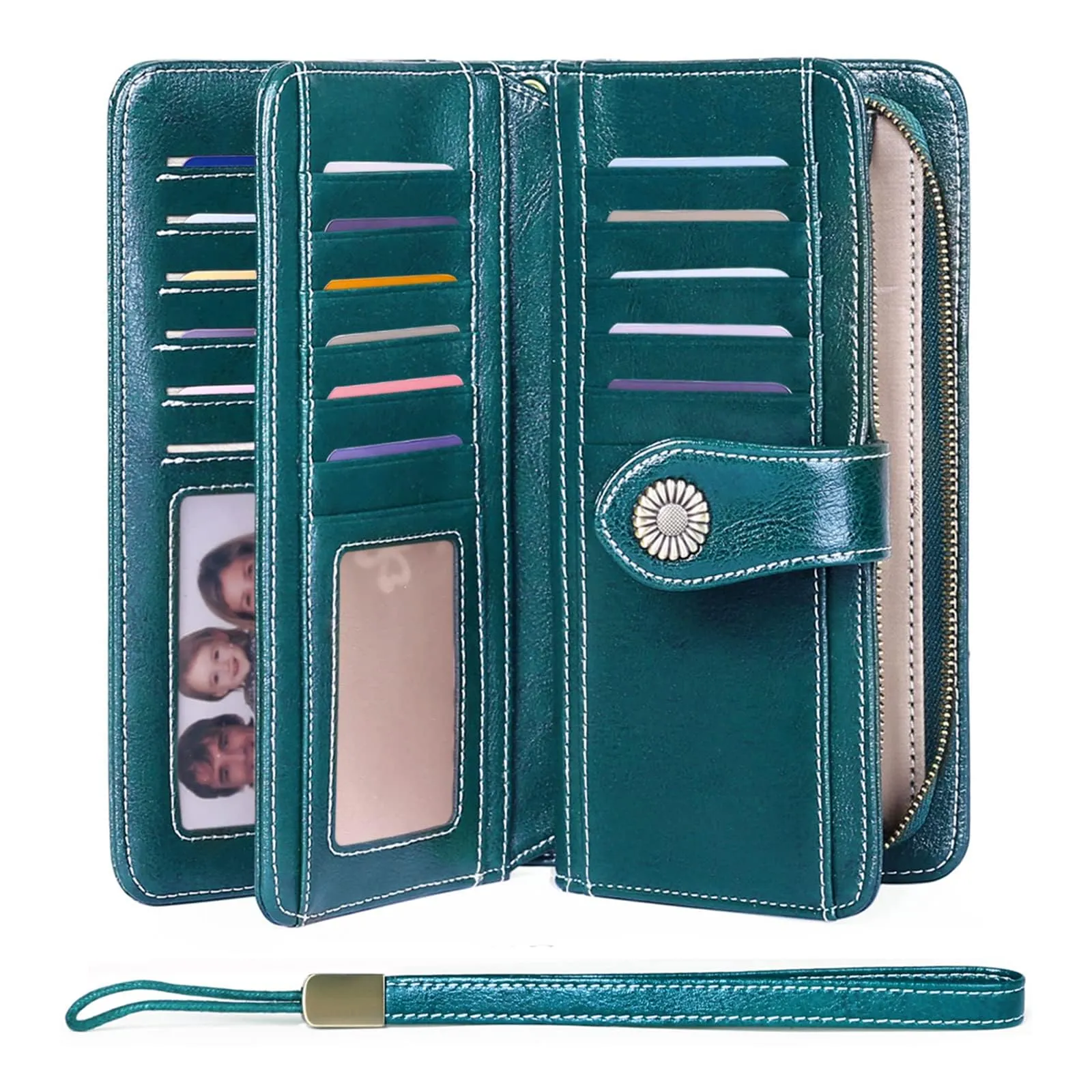 SENDEFN Portafoglio Donna in Pelle con Bloccaggio RFID e 24 Slot per Carte - immagine 1