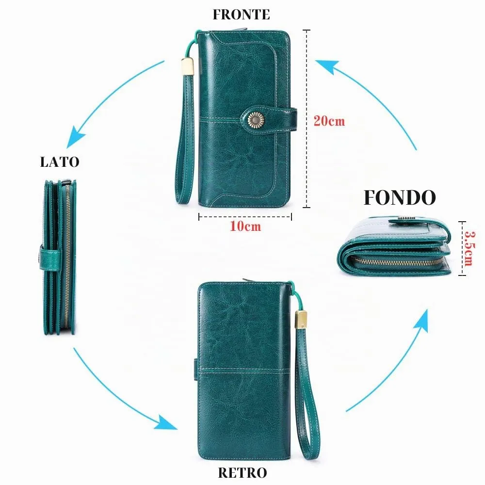 SENDEFN Portafoglio Donna in Pelle con Bloccaggio RFID e 24 Slot per Carte - immagine 3
