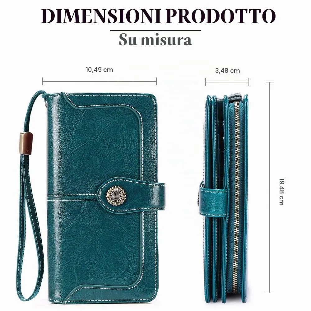 SENDEFN Portafoglio Donna in Pelle con Bloccaggio RFID e 24 Slot per Carte - immagine 4