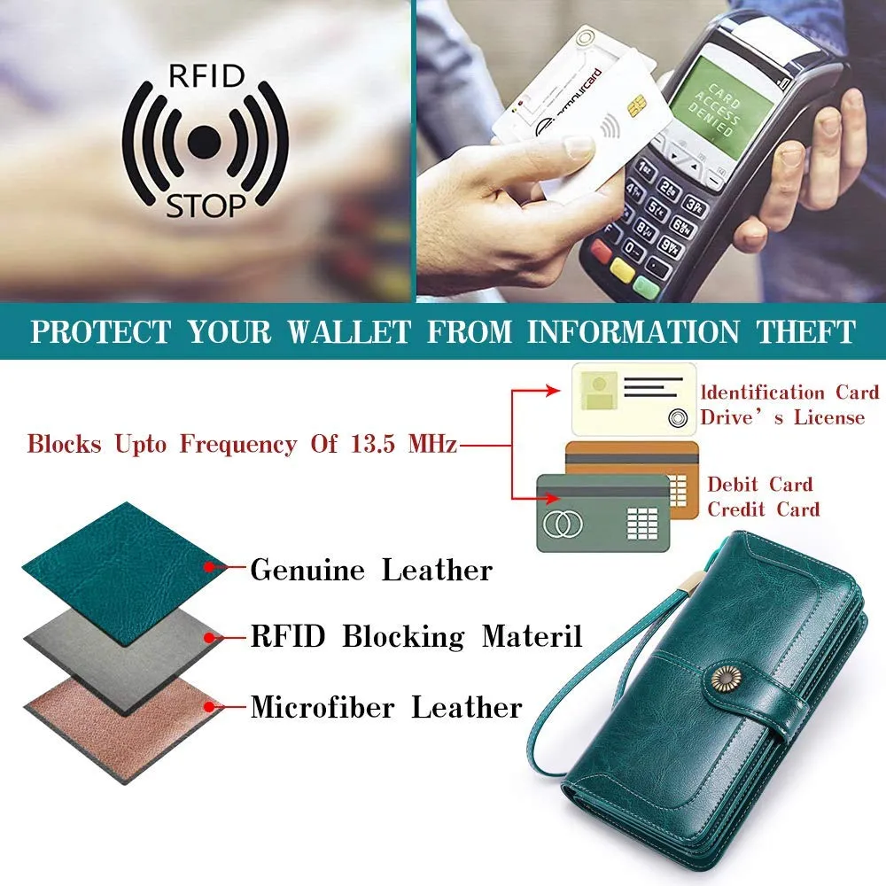 SENDEFN Portafoglio Donna in Pelle con Bloccaggio RFID e 24 Slot per Carte - immagine 8