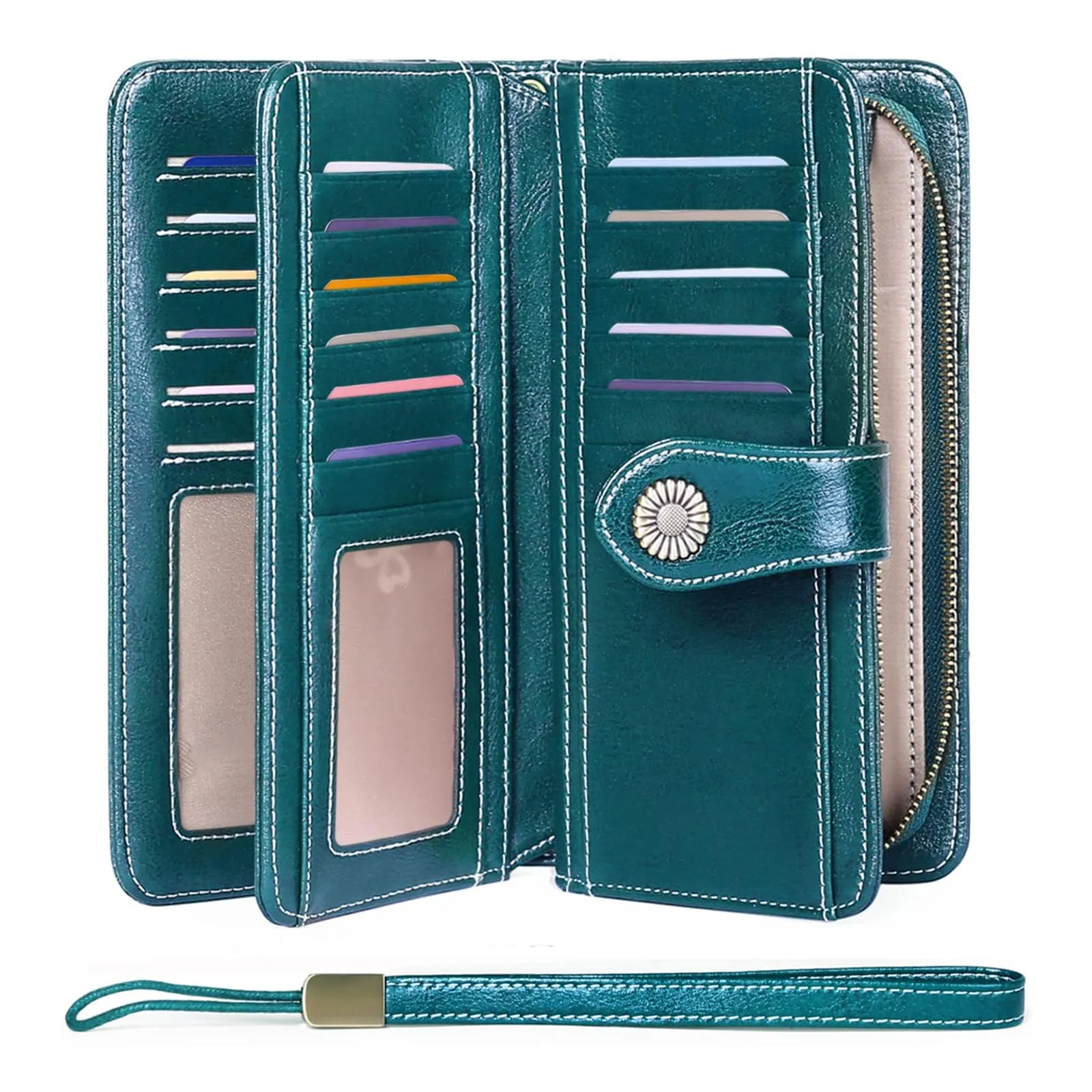 SENDEFN Portafoglio Donna in Pelle con Bloccaggio RFID e 24 Slot per Carte - immagine 9