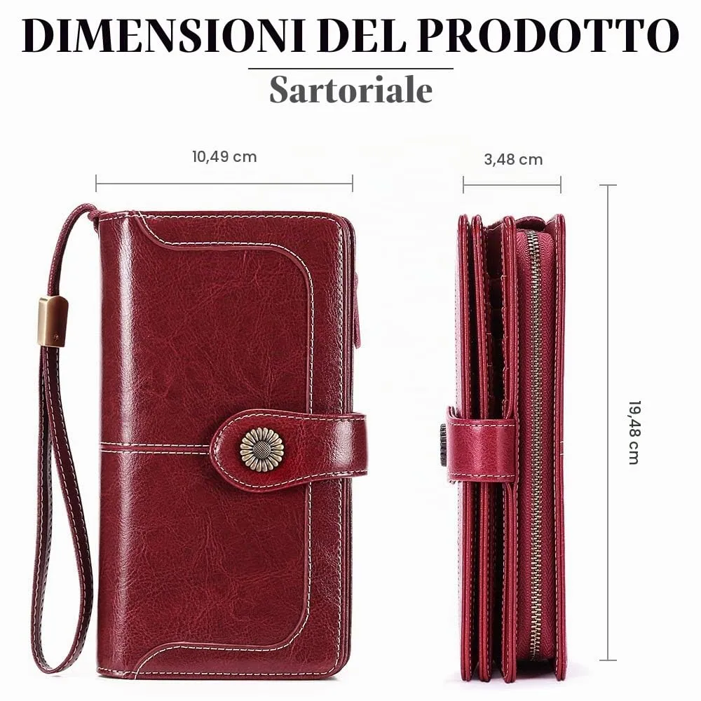 SENDEFN Portafoglio Donna in Pelle con Blocco RFID, Portamonete con Cerniera e 24 Slot per Carte - immagine 4