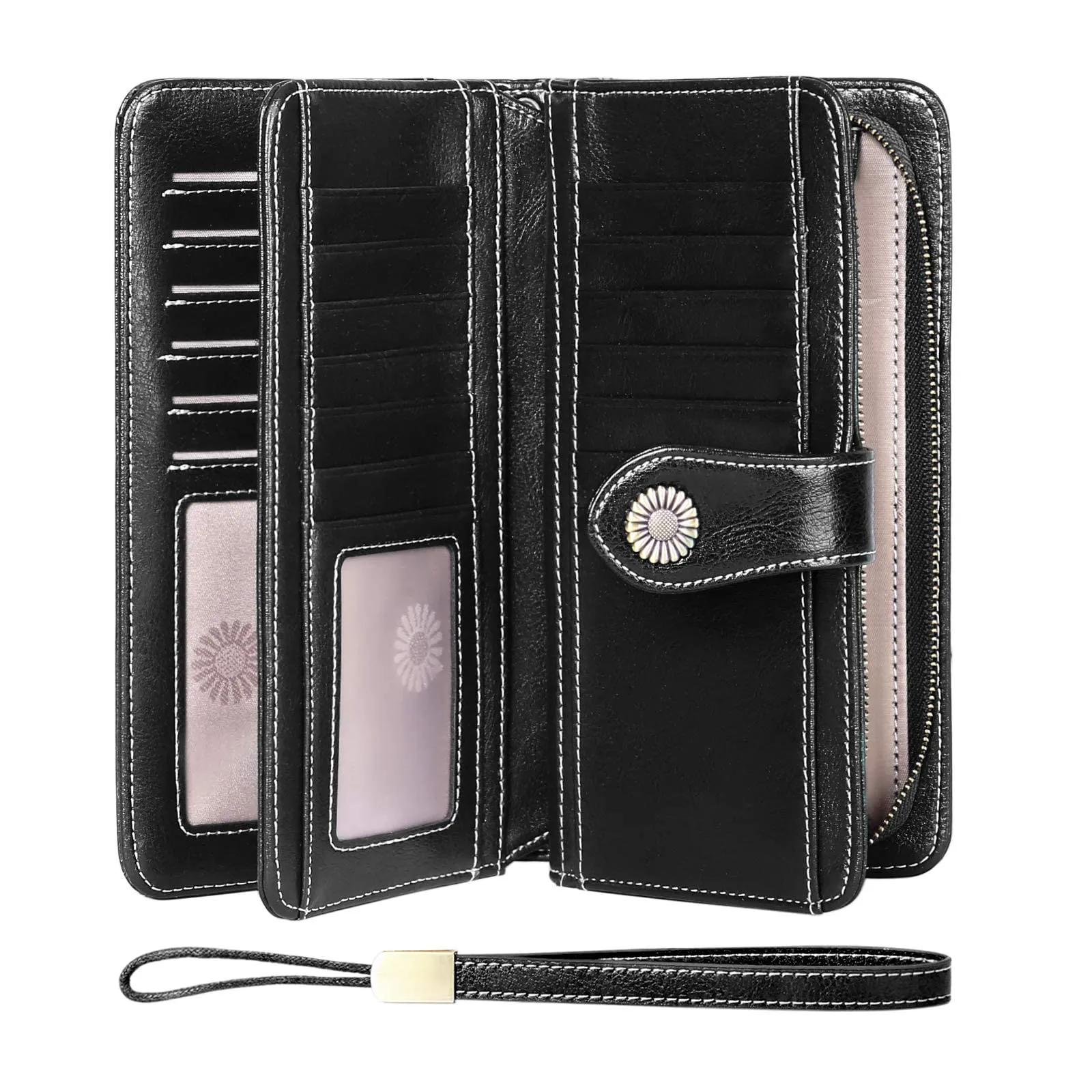 SENDEFN Portafoglio Donna in Pelle con Blocco RFID e Cerniera, 24 Slot per Carte - immagine 1