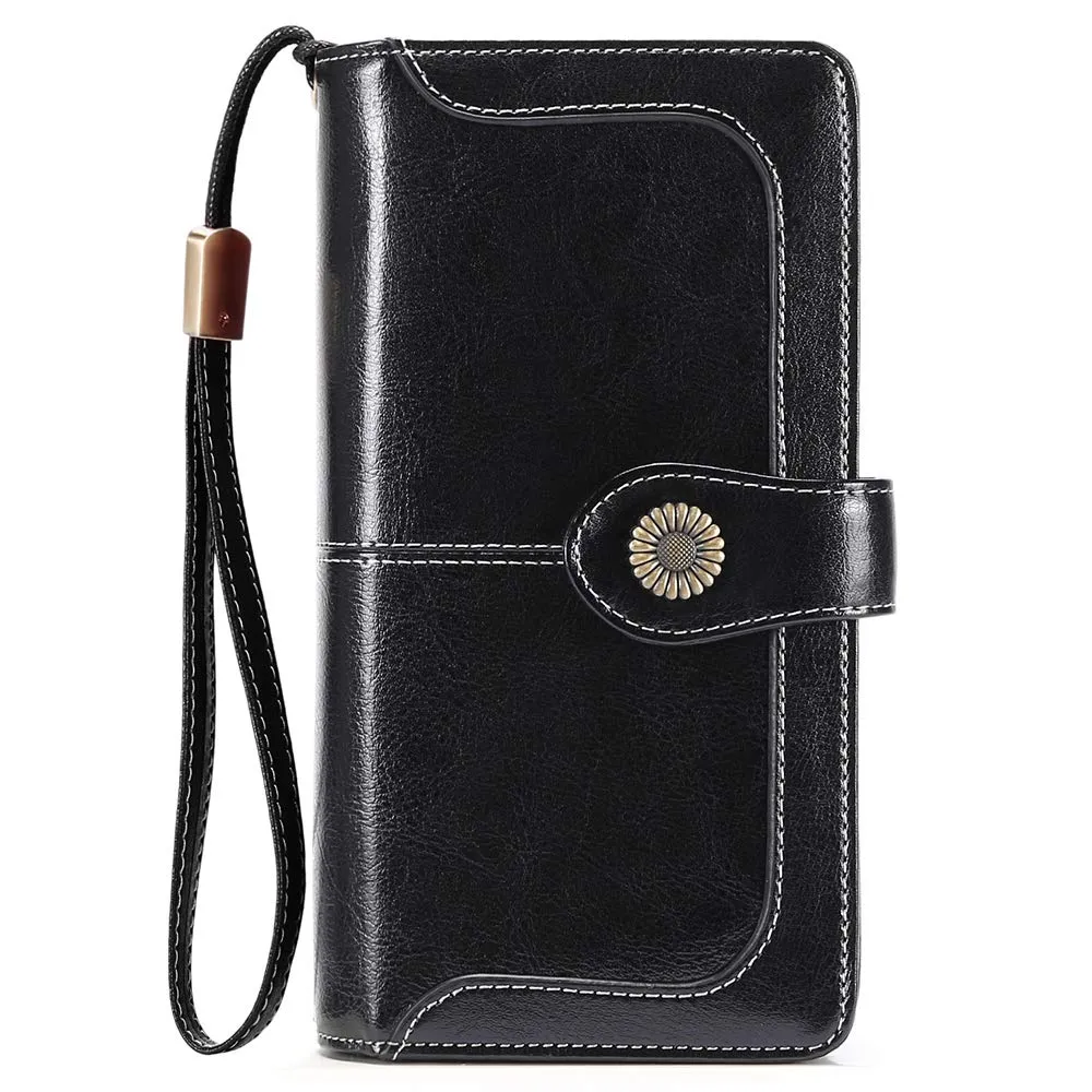 SENDEFN Portafoglio Donna in Pelle con Blocco RFID e Cerniera, 24 Slot per Carte - immagine 2