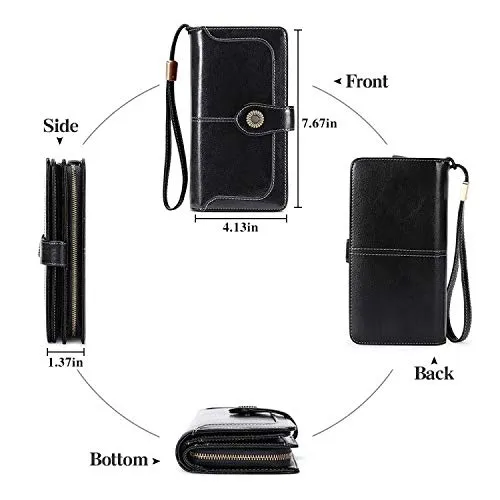 SENDEFN Portafoglio Donna in Pelle con Blocco RFID e Cerniera, 24 Slot per Carte - immagine 4