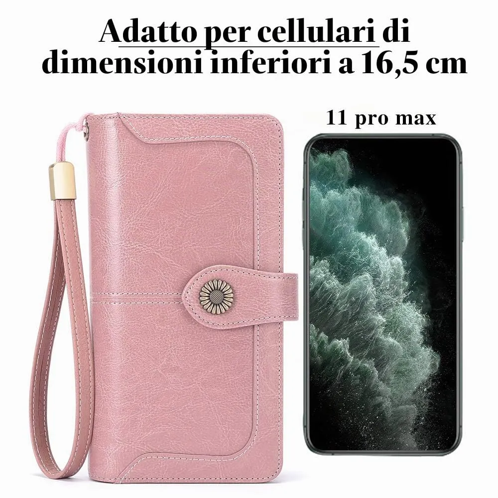 SENDEFN Portafoglio Donna in Pelle con Blocco RFID, Portamonete con Cerniera e 24 Slot per Carte - immagine 6