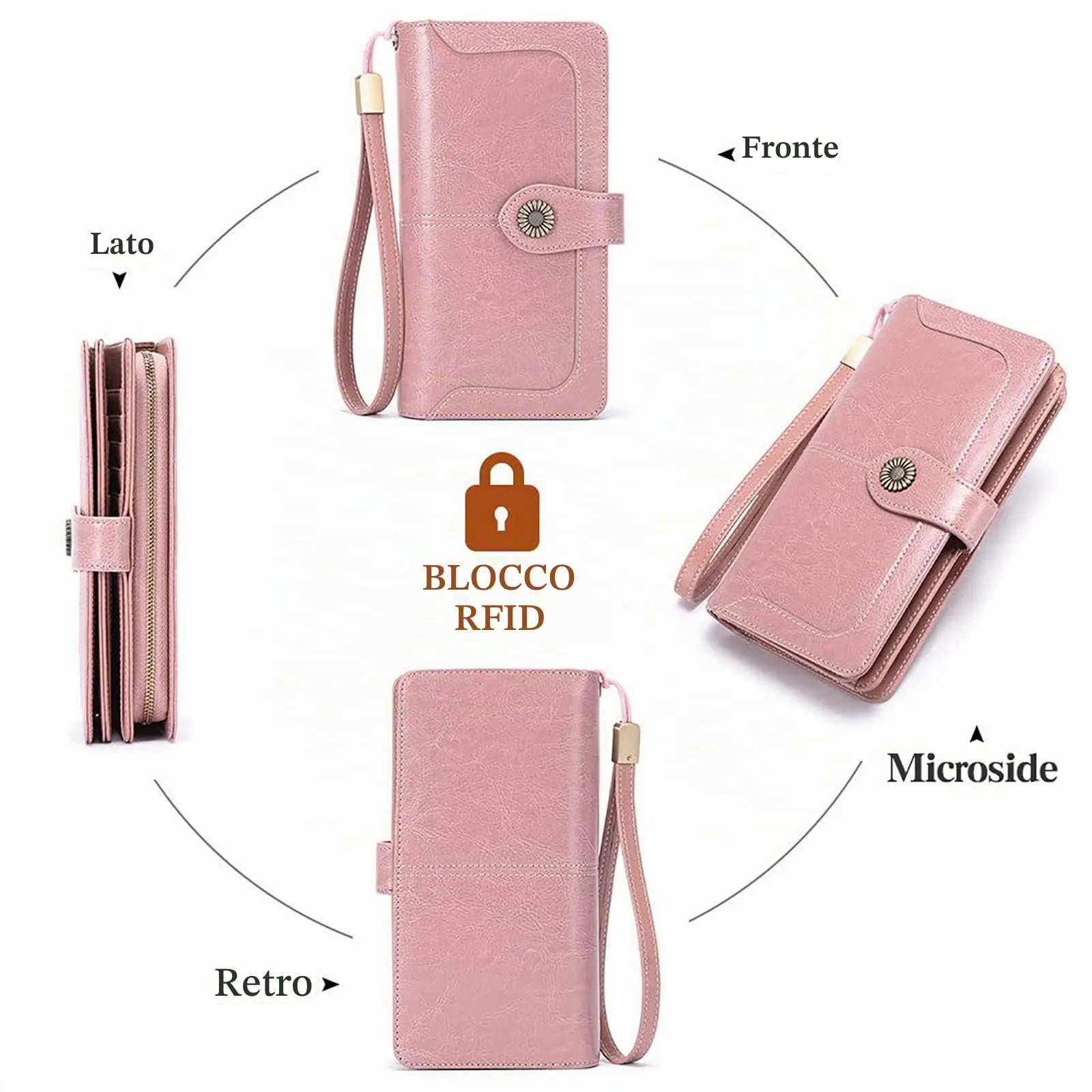 SENDEFN Portafoglio Donna in Pelle con Blocco RFID, Portamonete con Cerniera e 24 Slot per Carte - immagine 7