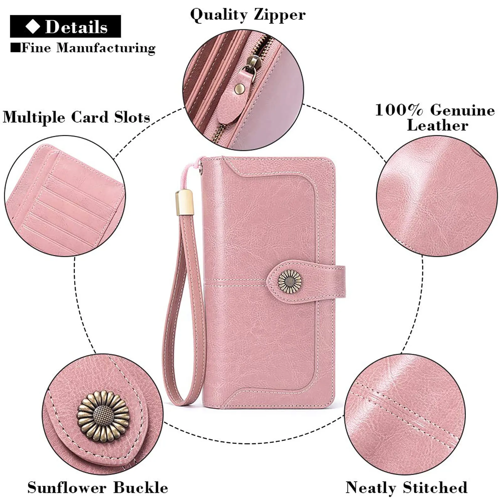 SENDEFN Portafoglio Donna in Pelle con Blocco RFID, Portamonete con Cerniera e 24 Slot per Carte - immagine 8