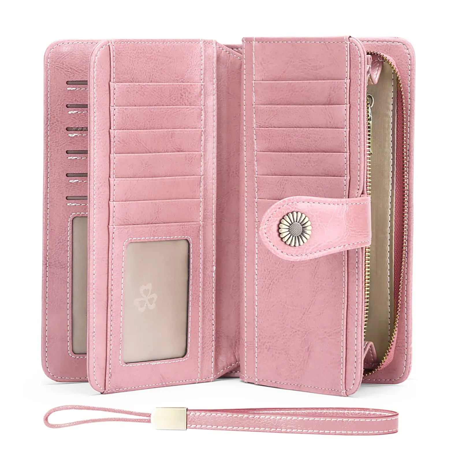 SENDEFN Portafoglio Donna in Pelle con Blocco RFID, Portamonete con Cerniera e 24 Slot per Carte - immagine 10