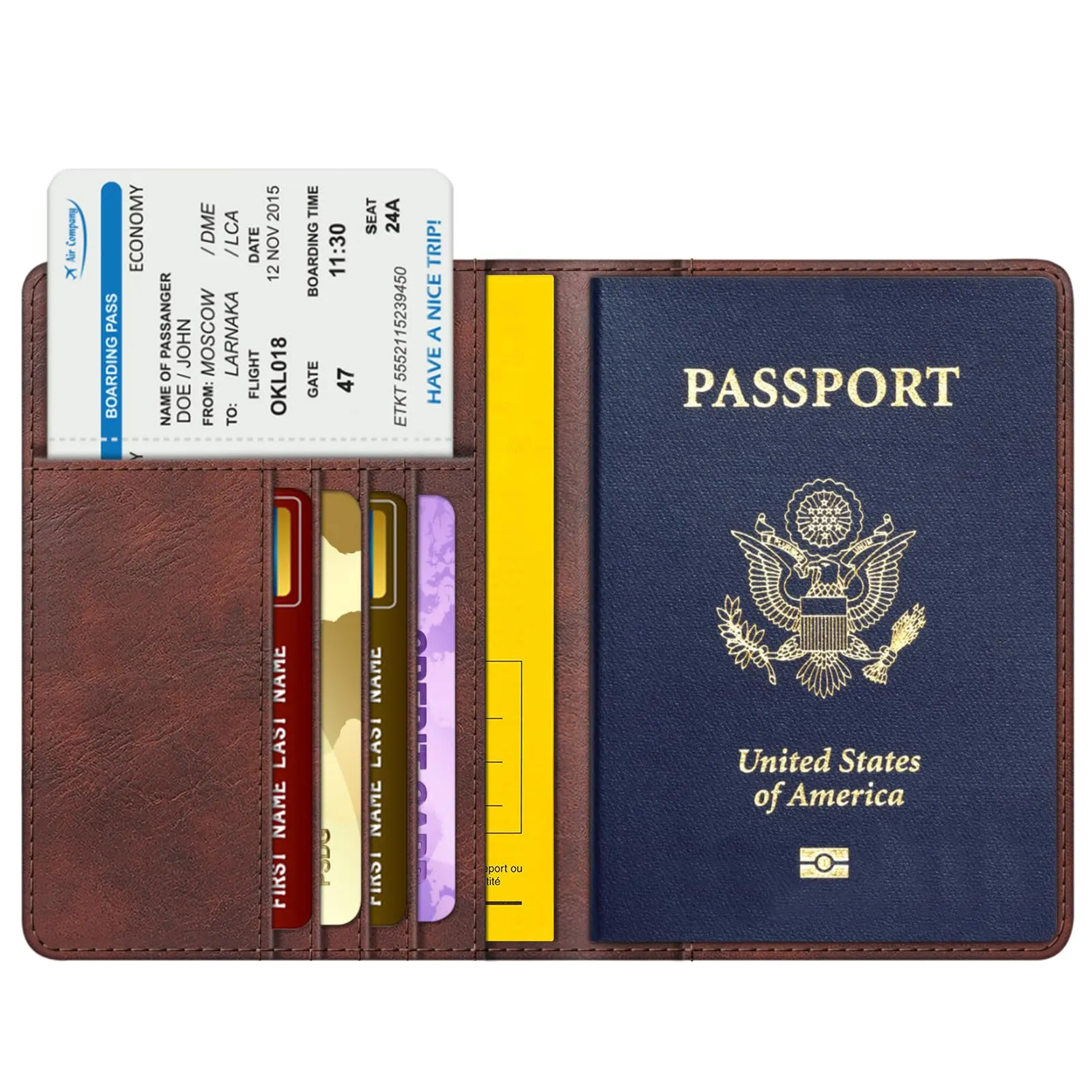 FINTIE Porta Passaporto in Pelle Sintetica con Protezione RFID, Vintage Marrone - immagine 2