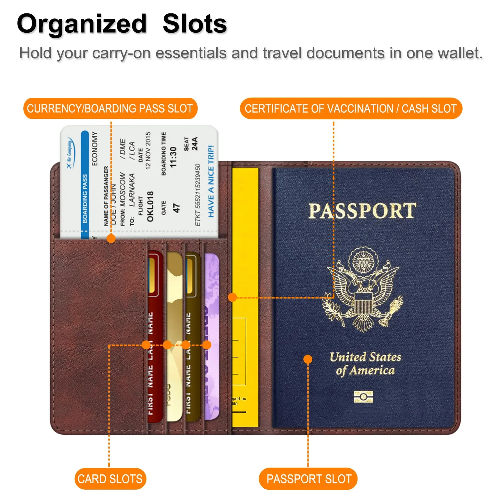FINTIE Porta Passaporto in Pelle Sintetica con Protezione RFID, Vintage Marrone - immagine 4