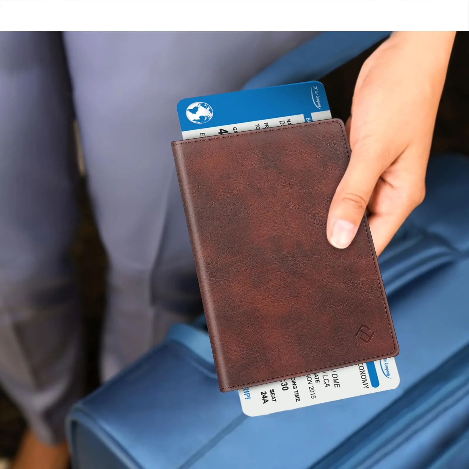 FINTIE Porta Passaporto in Pelle Sintetica con Protezione RFID, Vintage Marrone - immagine 7