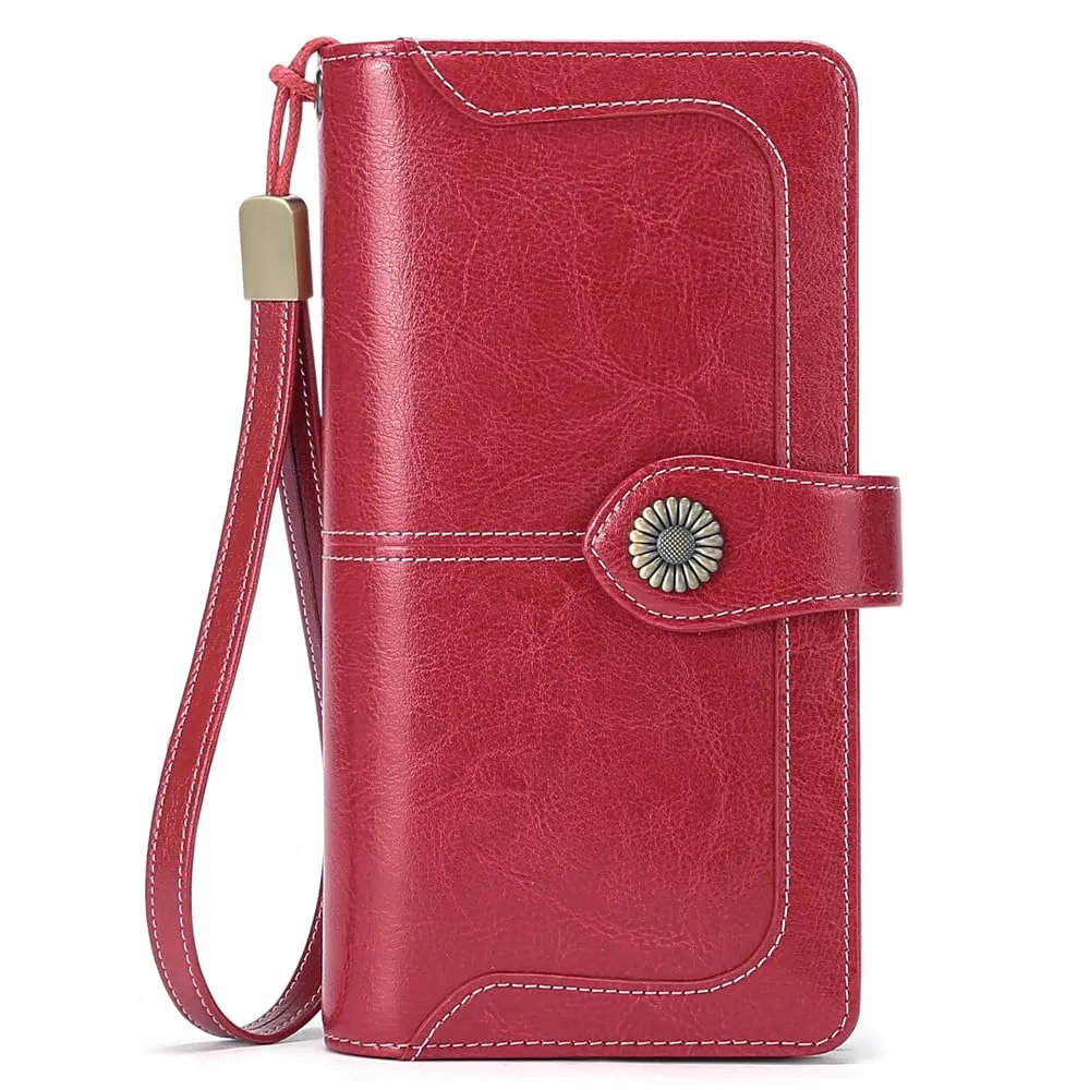 SENDEFN Portafoglio Donna in Pelle con Blocco RFID, Portamonete con Cerniera e 24 Slot per Carte - immagine 2
