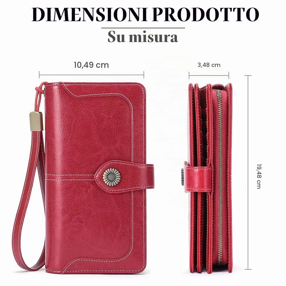 SENDEFN Portafoglio Donna in Pelle con Blocco RFID, Portamonete con Cerniera e 24 Slot per Carte - immagine 3