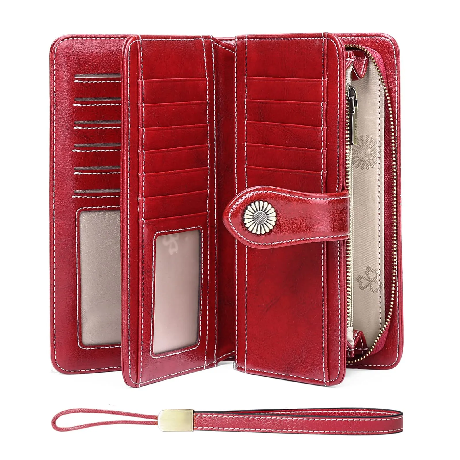 SENDEFN Portafoglio Donna in Pelle con Blocco RFID, Portamonete con Cerniera e 24 Slot per Carte - immagine 10
