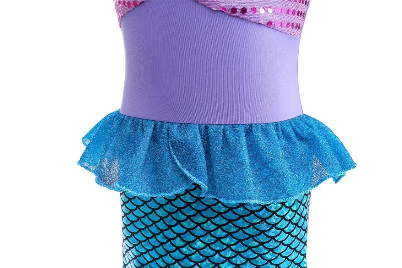 Lito Angels Costume da Sirena per Bambina, Viola e Blu, 7-8 Anni 128 - immagine 5