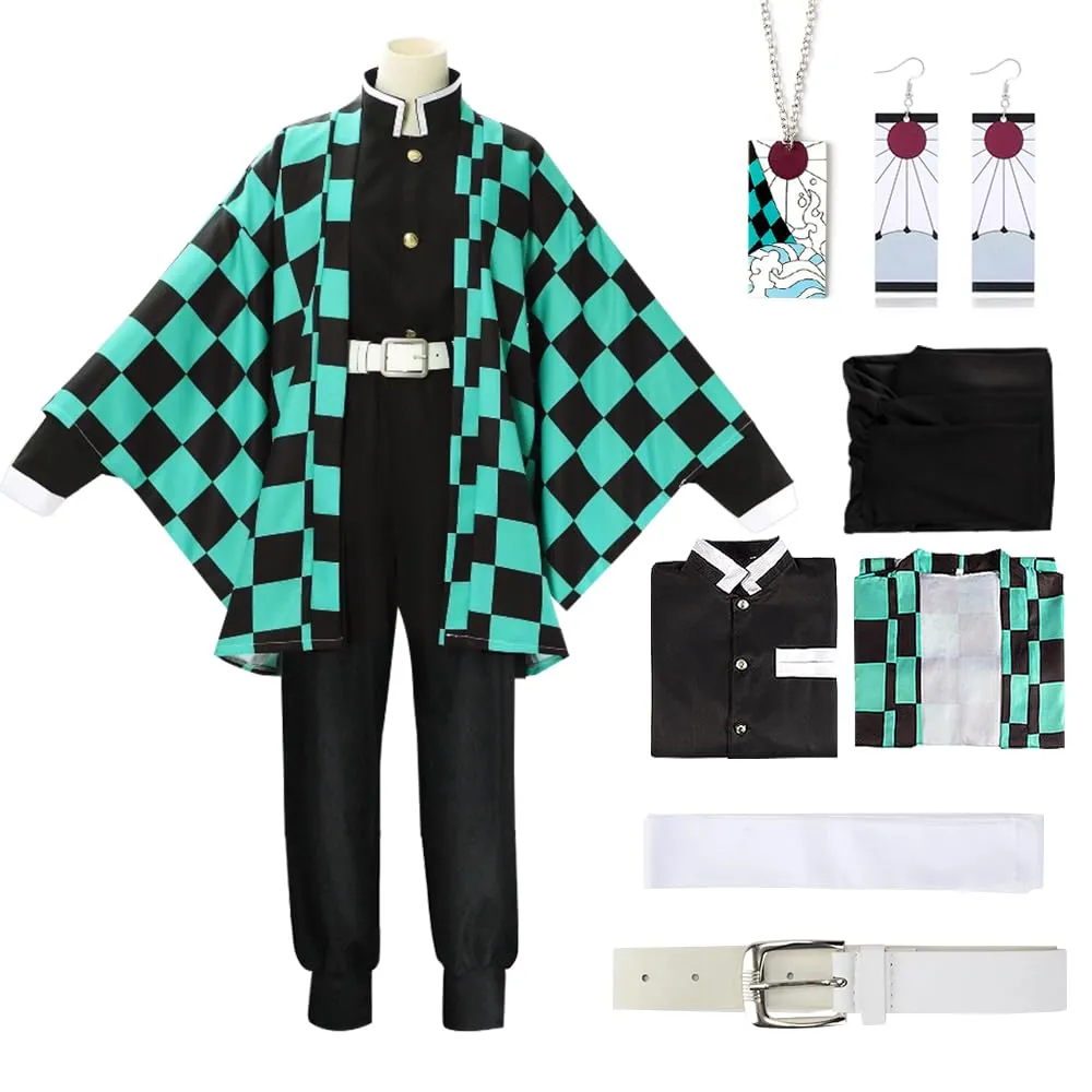 YYDSXK Cosplay Costume Tanjirou Set Kimono e Mantello per Bambini - immagine 1