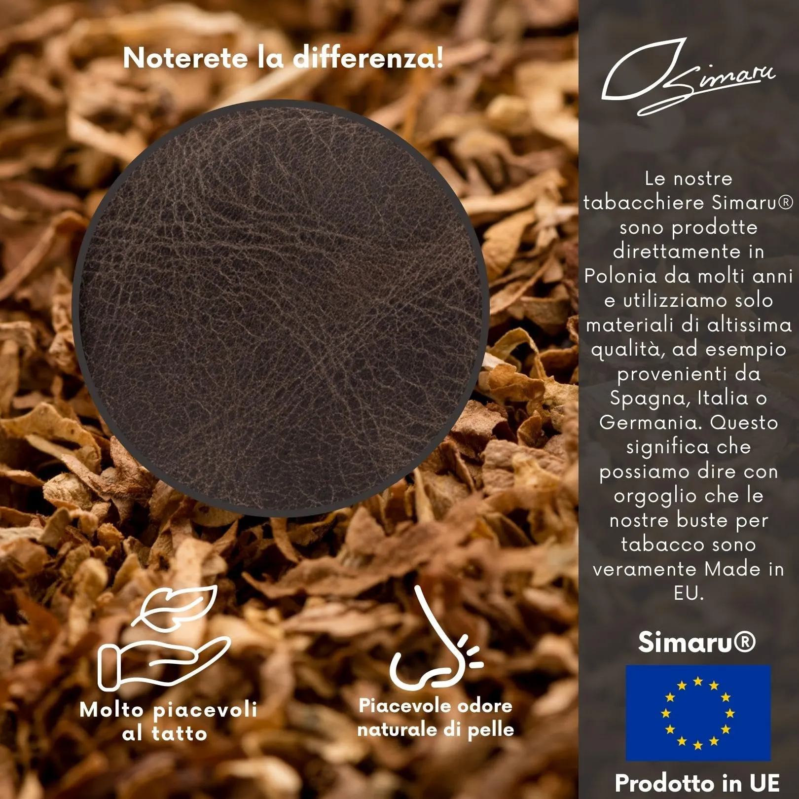 Simaru Porta Tabacco in Vera Pelle per Cartine, Filtri e Accendino, 15.5x8x1 cm - immagine 3