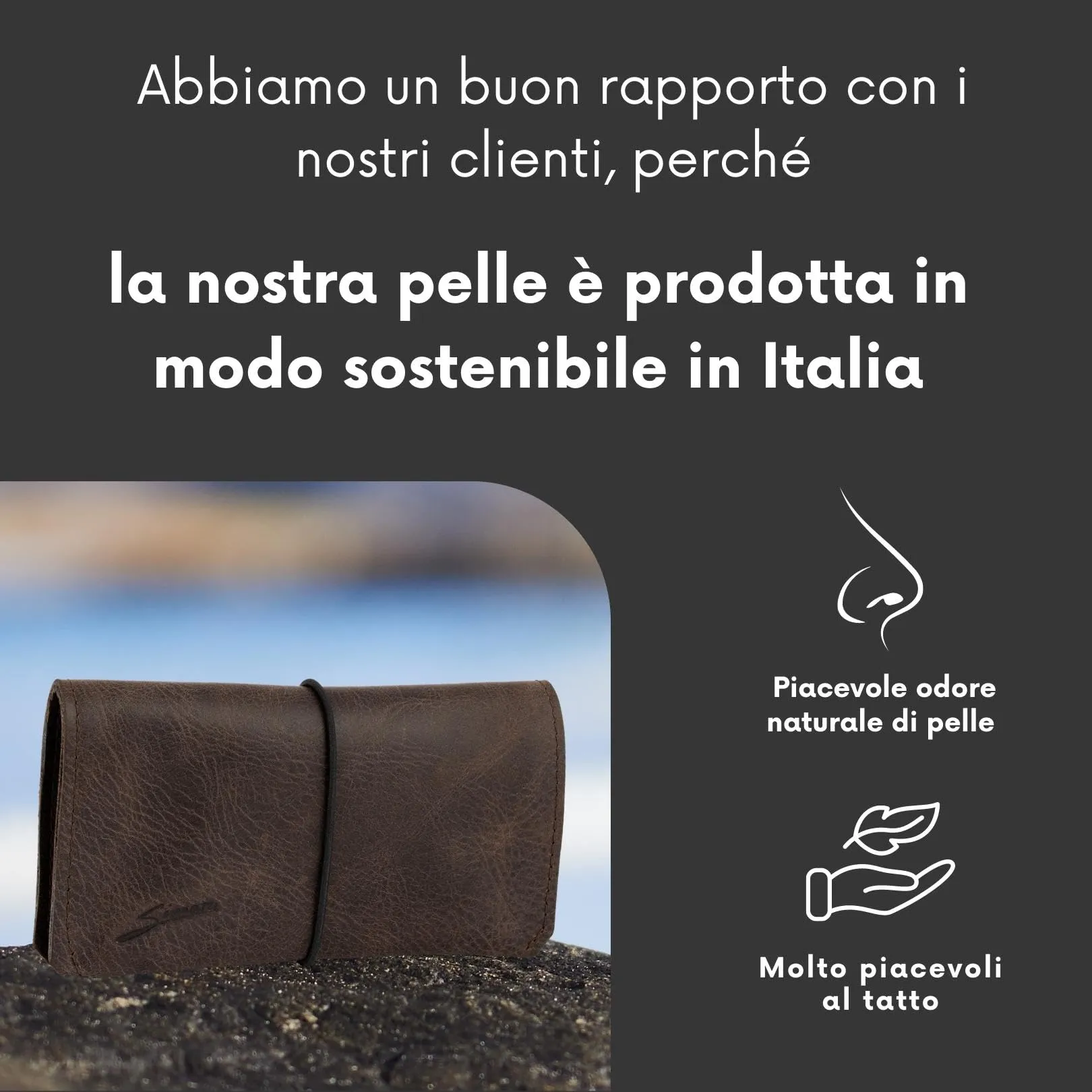 Simaru Porta Tabacco in Vera Pelle per Cartine, Filtri e Accendino, 15.5x8x1 cm - immagine 4