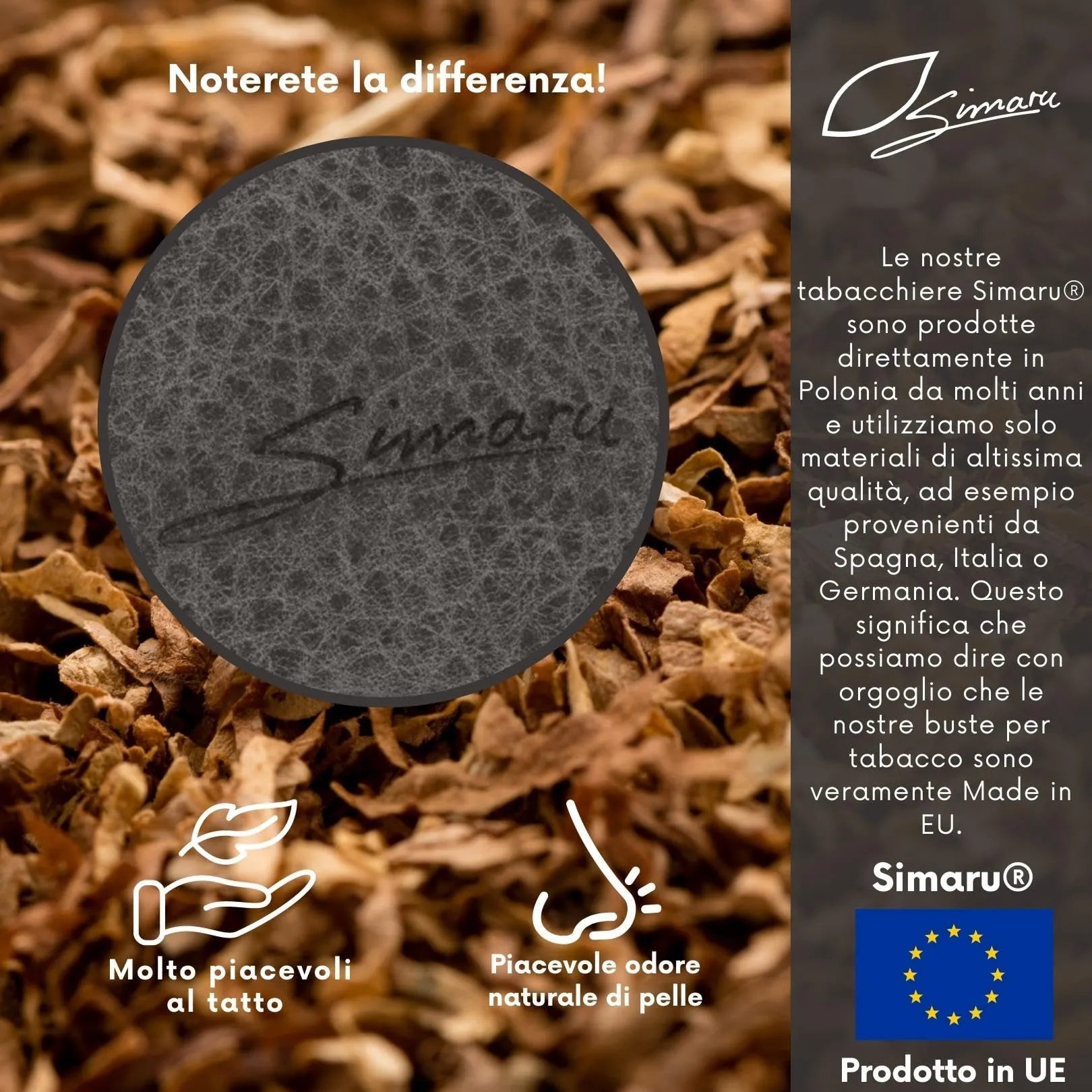 Simaru Porta Tabacco in Vera Pelle Grigio con Scomparti per Cartine, Filtri e Accendino - immagine 4