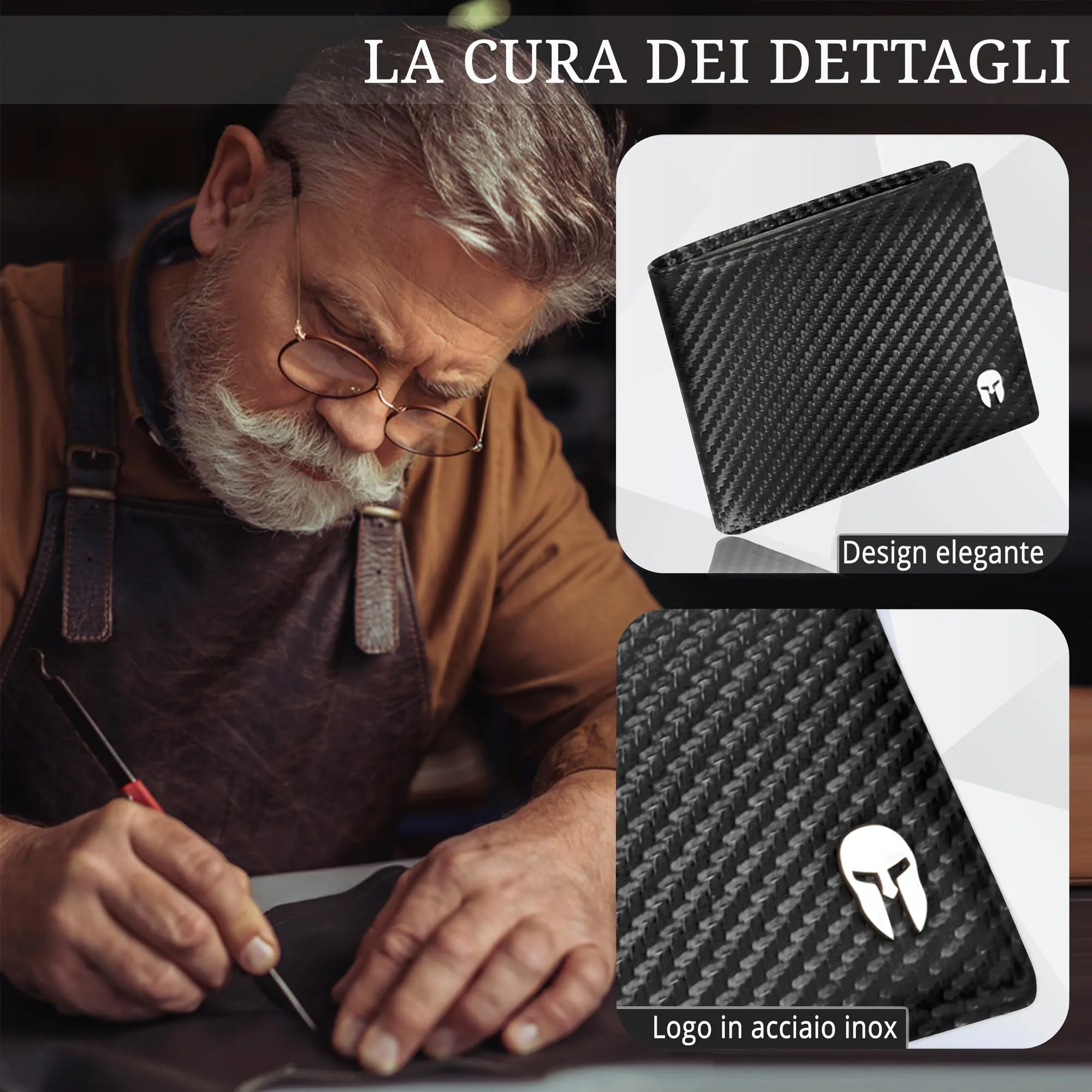 SPARTANO Portafoglio Uomo Zeus con Portamonete e Protezione RFID - immagine 7