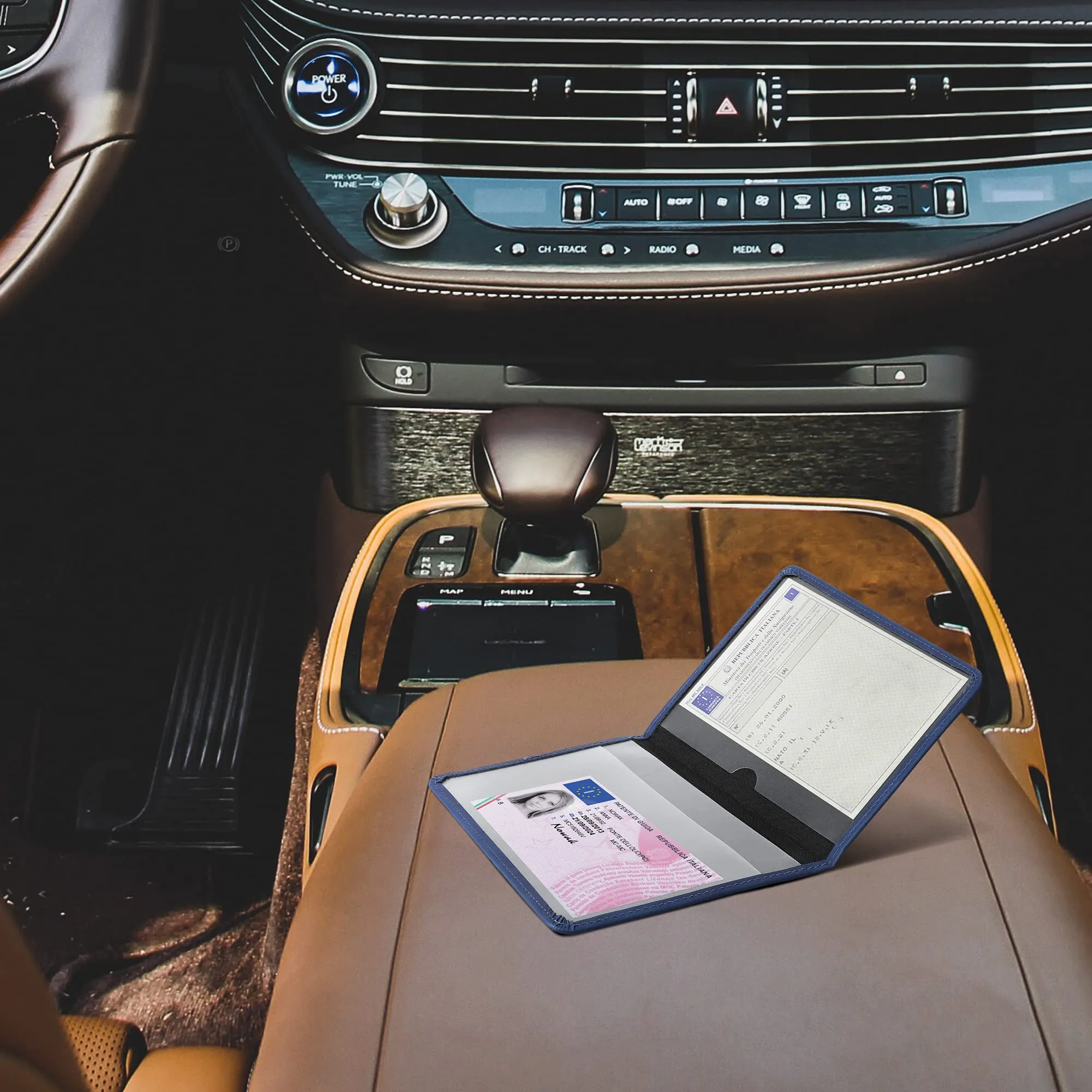 kwmobile Custodia Pelle Nabuk per Libretto Circolazione Auto e Patente, Blu Scuro - immagine 5