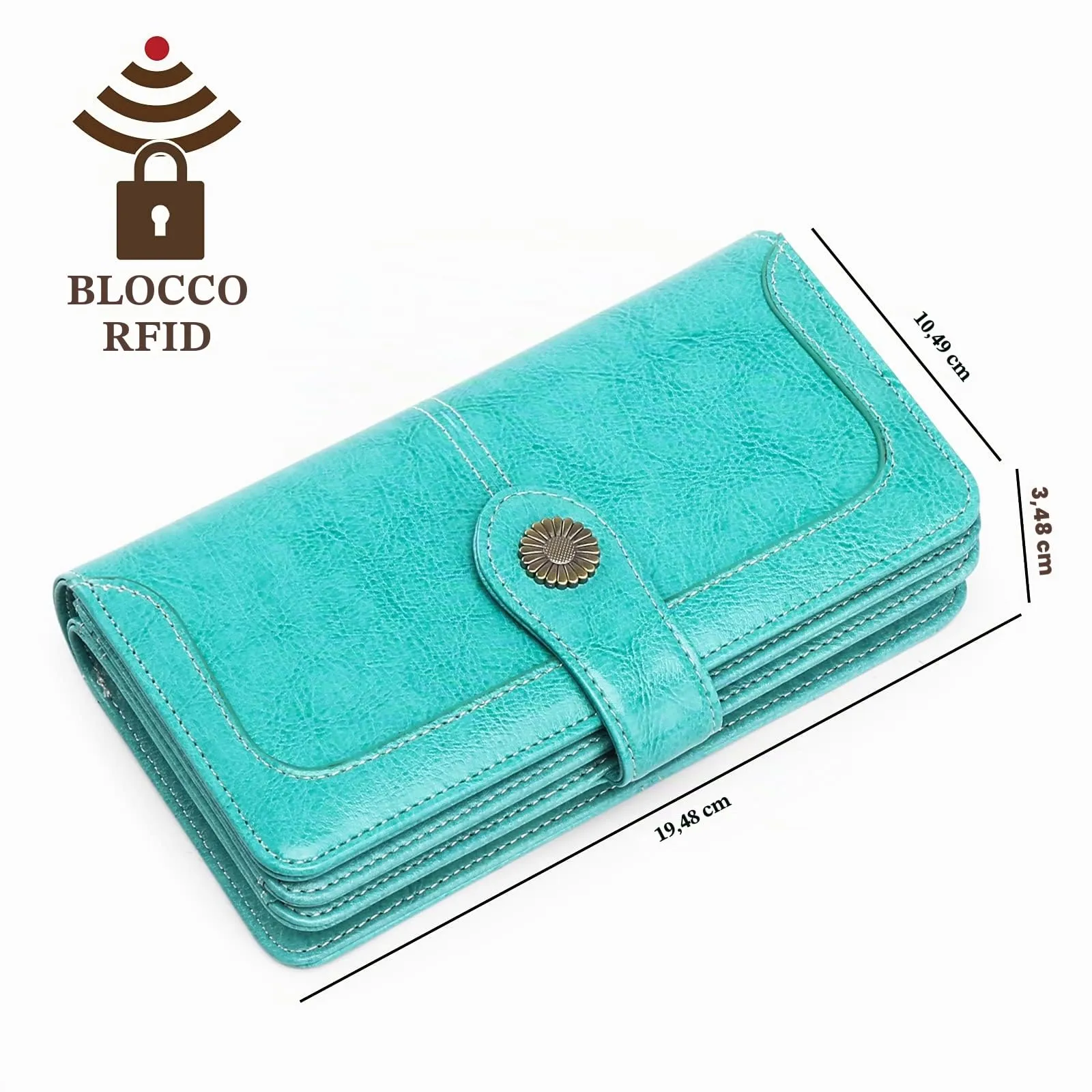 SENDEFN Portafoglio Donna in Pelle con Blocco RFID e Cerniera, 24 Slot per Carte - immagine 3