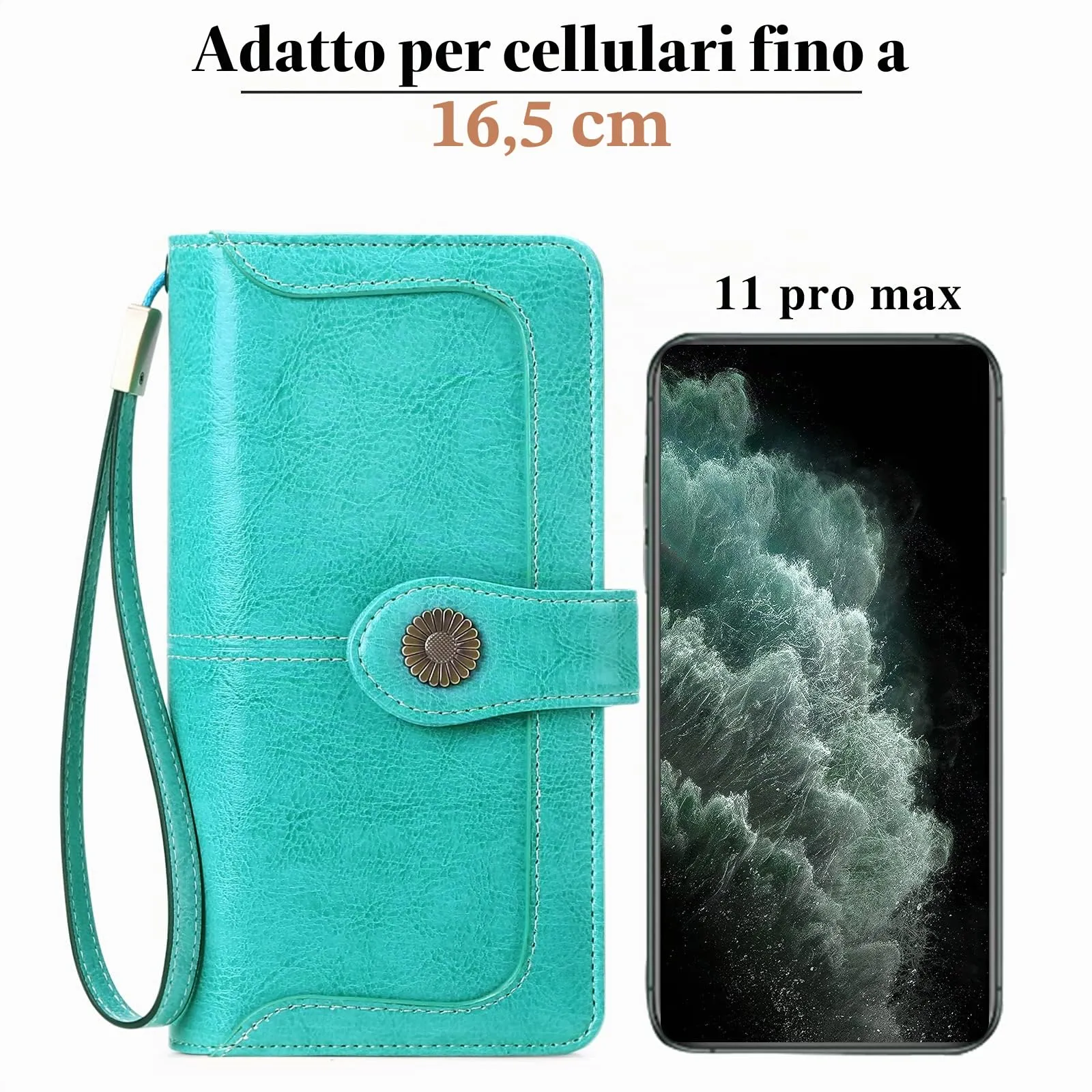 SENDEFN Portafoglio Donna in Pelle con Blocco RFID e Cerniera, 24 Slot per Carte - immagine 4