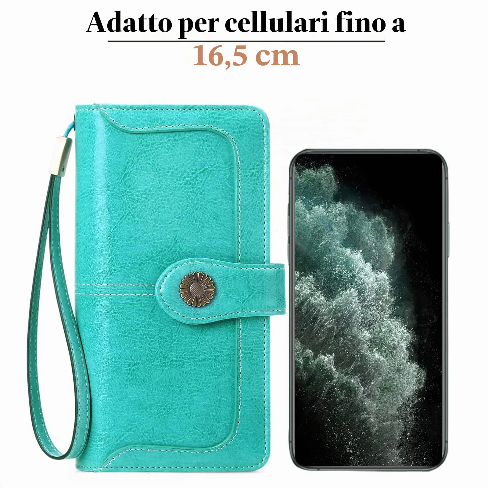 SENDEFN Portafoglio Donna in Pelle con Blocco RFID e Cerniera, 24 Slot per Carte - immagine 7