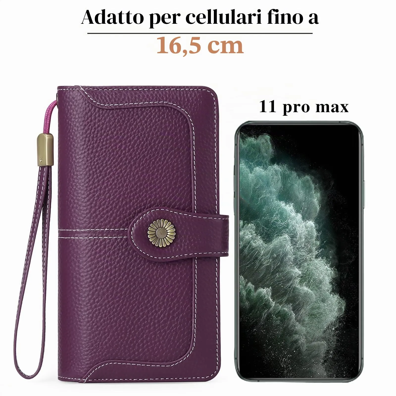 SENDEFN Portafoglio Donna in Pelle con Blocco RFID, Portamonete con Cerniera e 24 Slot per Carte - immagine 4
