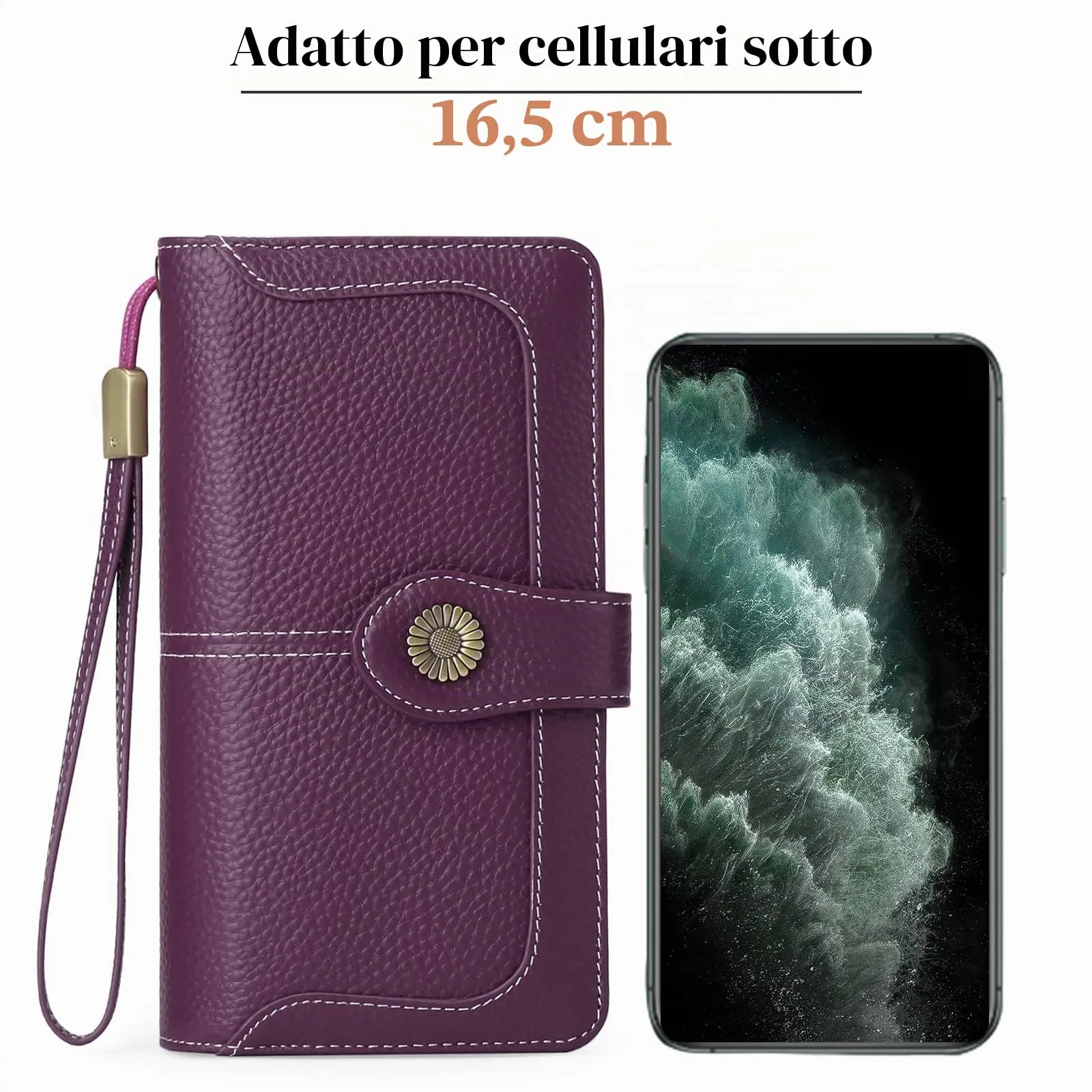 SENDEFN Portafoglio Donna in Pelle con Blocco RFID, Portamonete con Cerniera e 24 Slot per Carte - immagine 8
