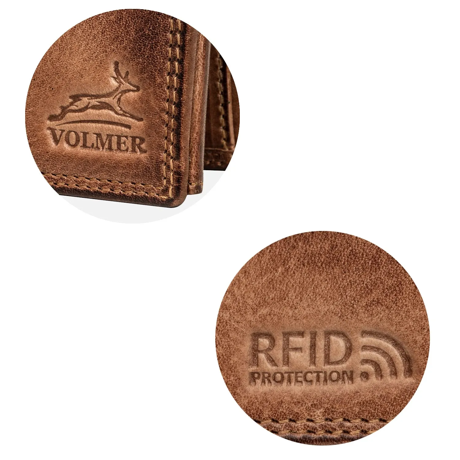 Fa.Volmer Portafoglio da uomo in pelle con protezione RFID, VO11 RFID marrone - immagine 6