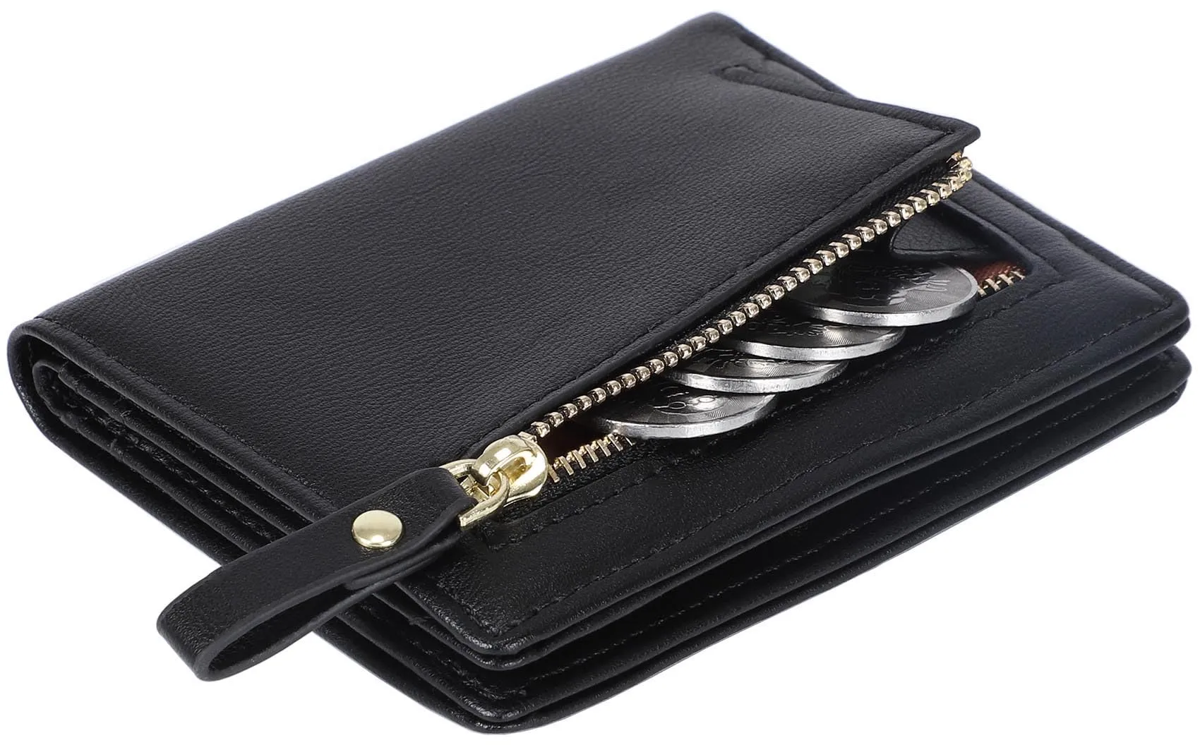 RRANCharltu Portafoglio Donna Piccolo in Pelle Slim, Nero - immagine 6