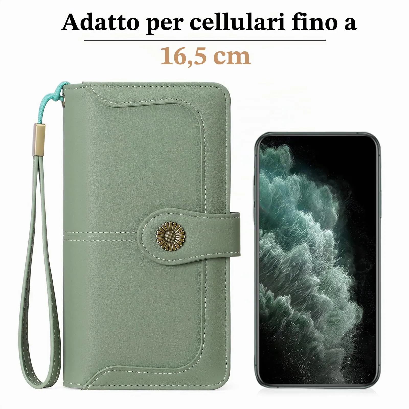 SENDEFN Portafoglio da Donna in Pelle con 24 Scomparti per Carte e Cinturino Rimovibile - immagine 5