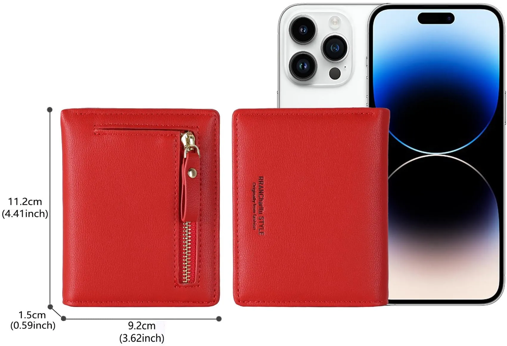 RRANCharltu Portafoglio Donna Piccolo in Pelle Sintetica Slim, Rosso - immagine 4