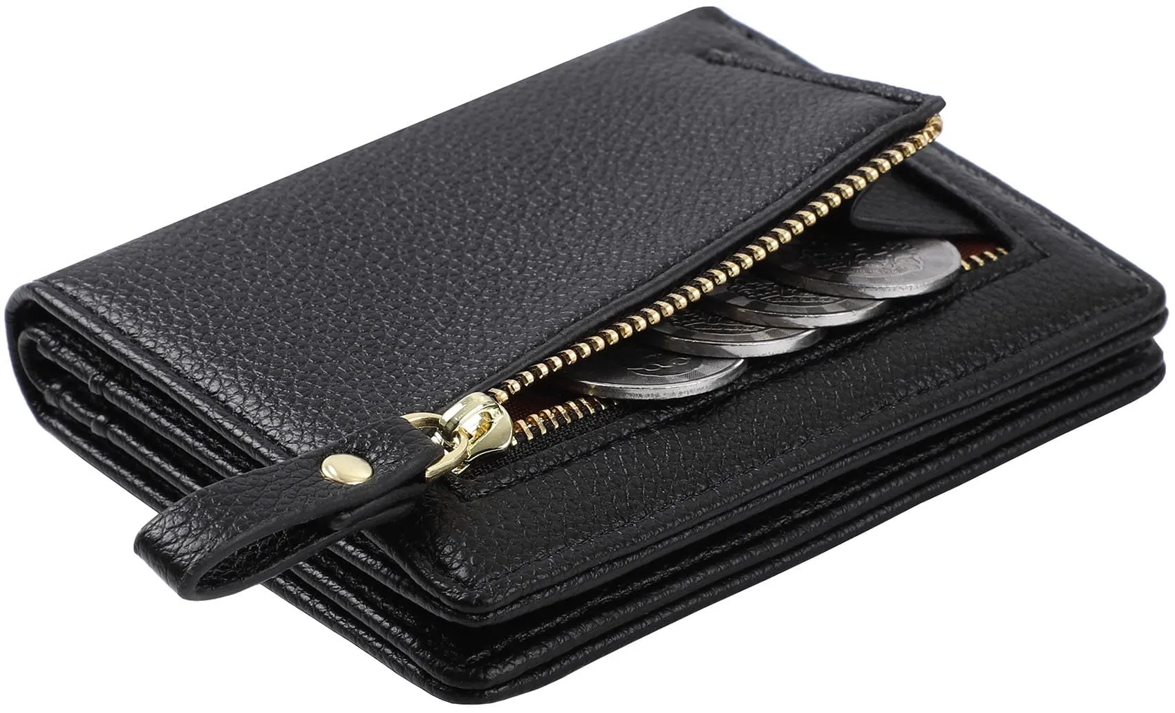 RRANCharltu Portafoglio Donna Piccolo in Pelle Sintetica Slim Nero - immagine 6