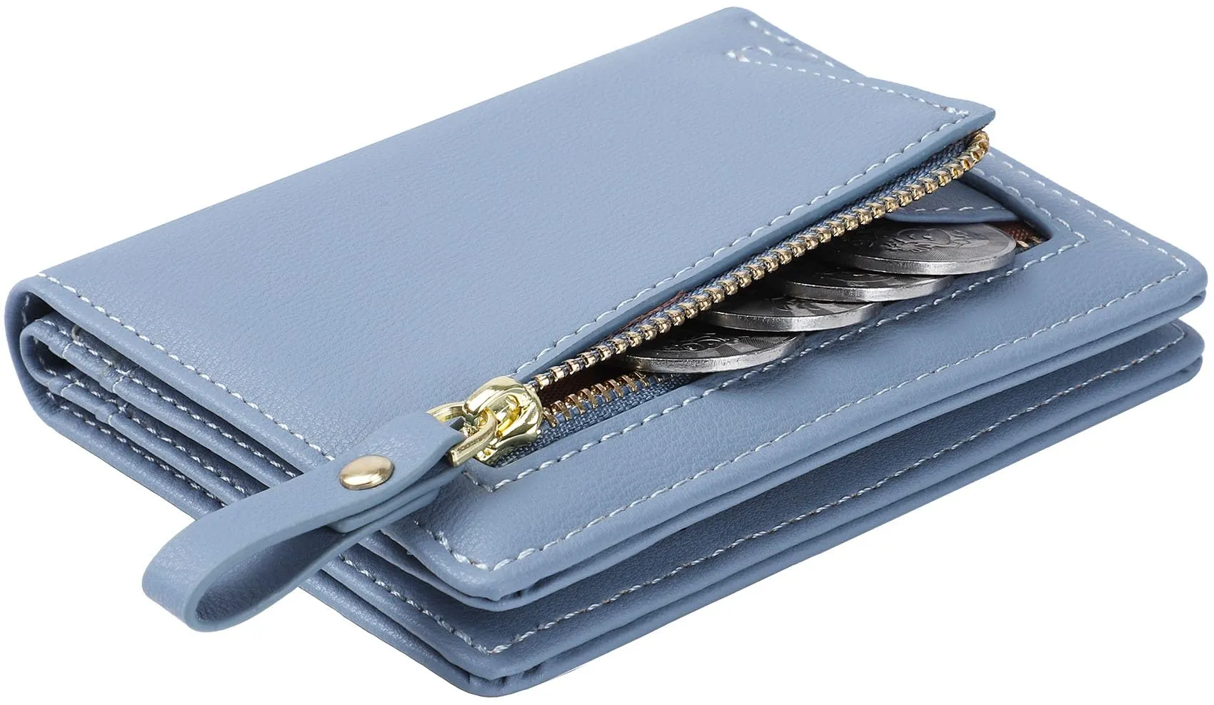 RRANCharltu Portafoglio Donna Piccolo in Pelle Slim, Blu - immagine 6