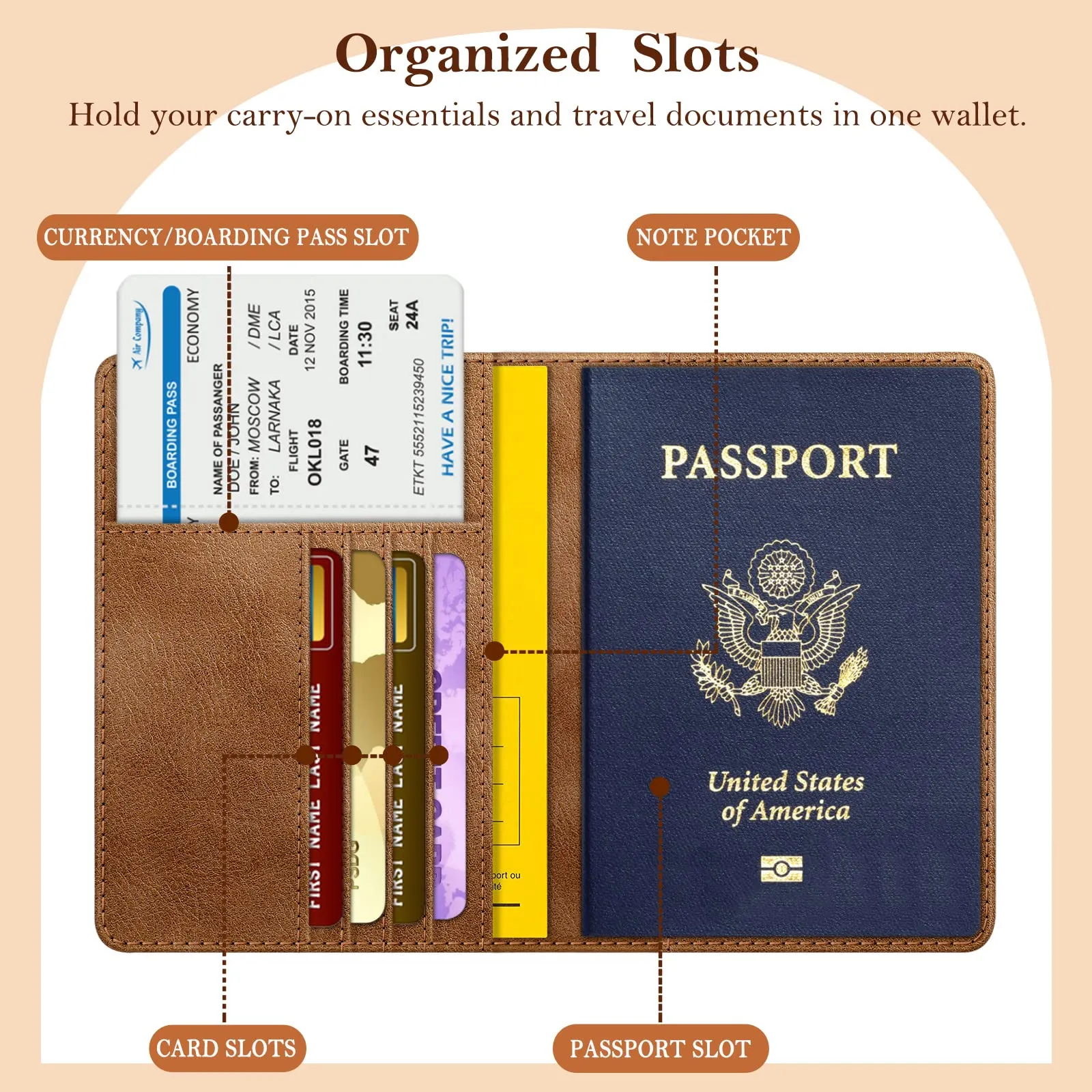 FINTIE Porta Passaporto con Protezione RFID - Marrone Scuro - immagine 2