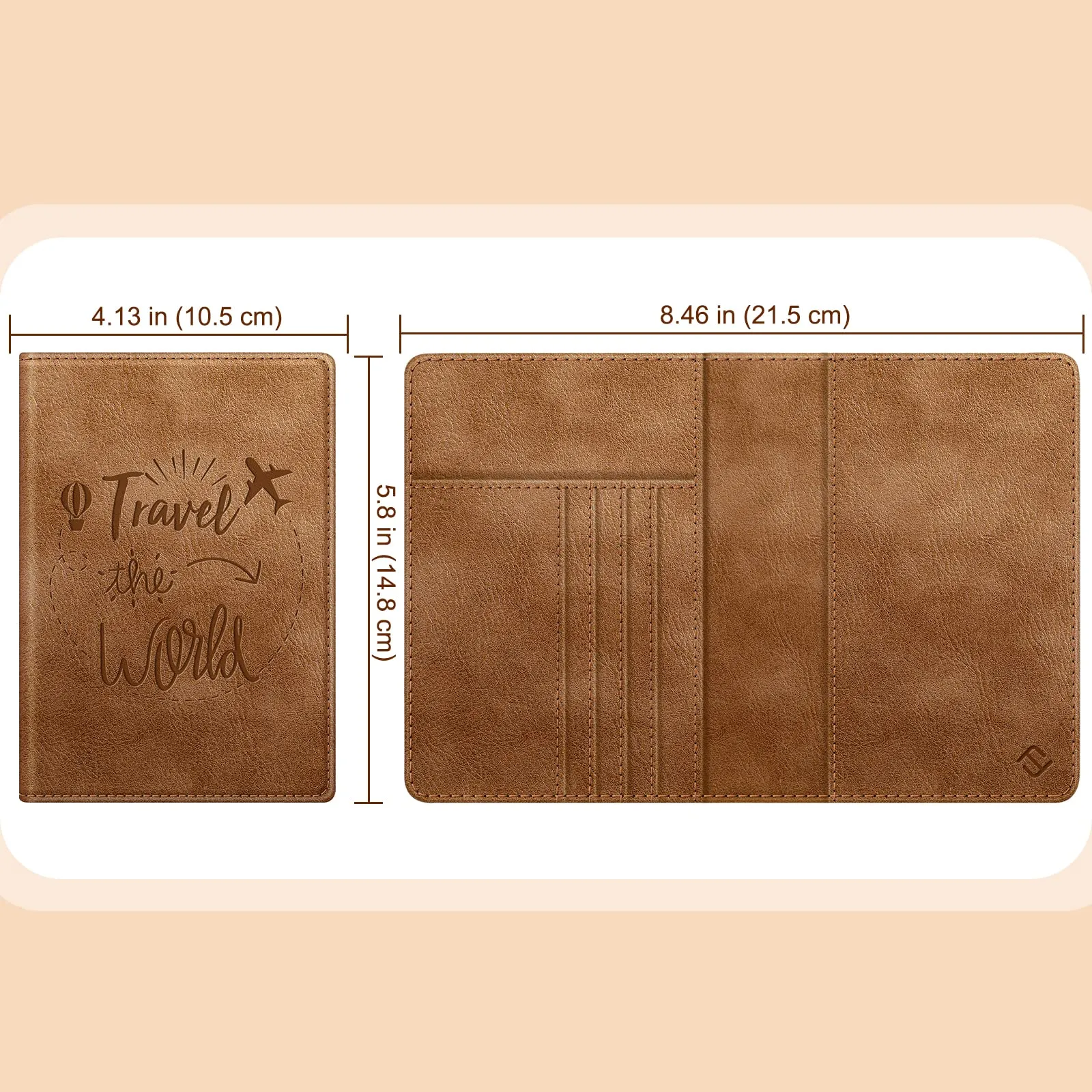 FINTIE Porta Passaporto con Protezione RFID - Marrone Scuro - immagine 4