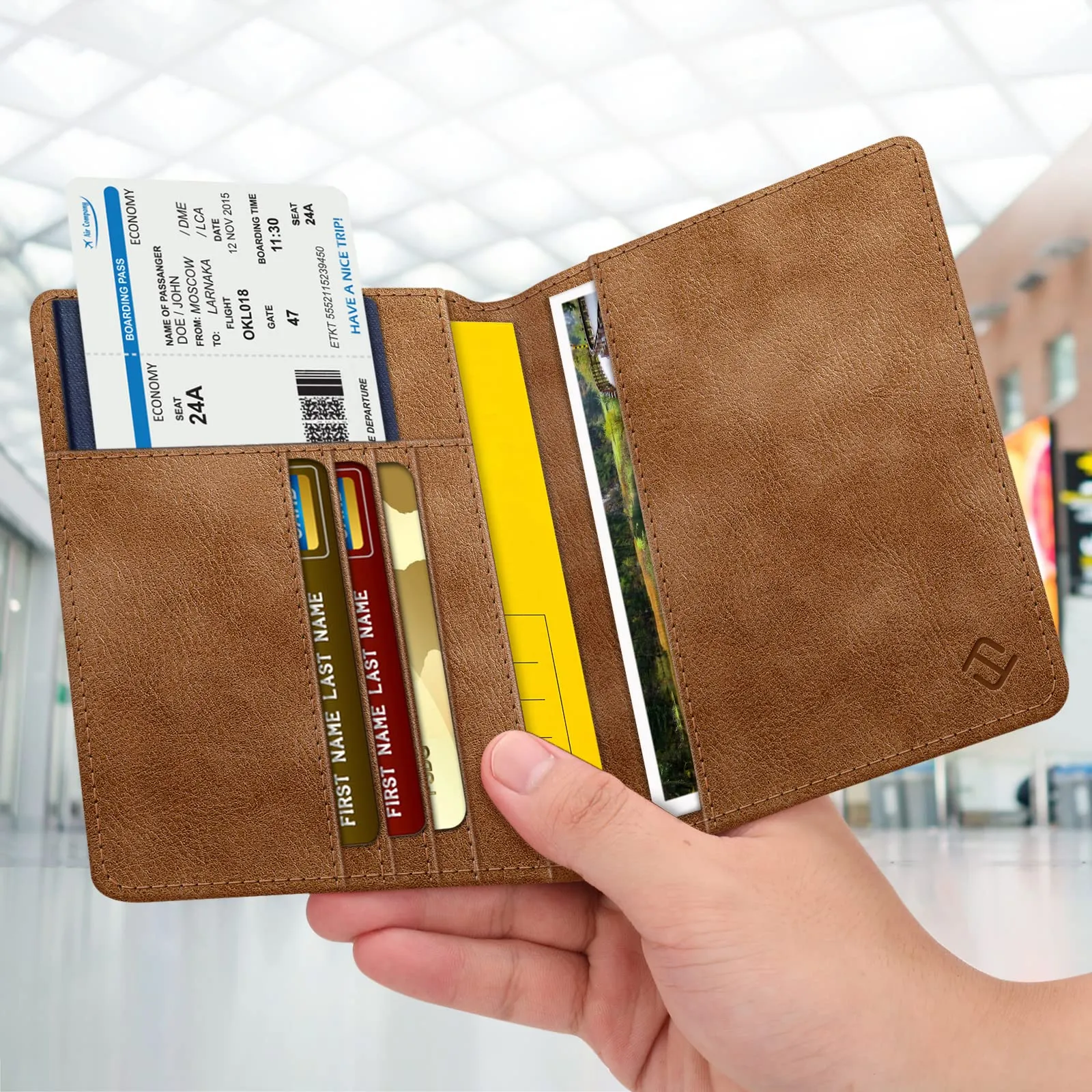FINTIE Porta Passaporto con Protezione RFID - Marrone Scuro - immagine 6