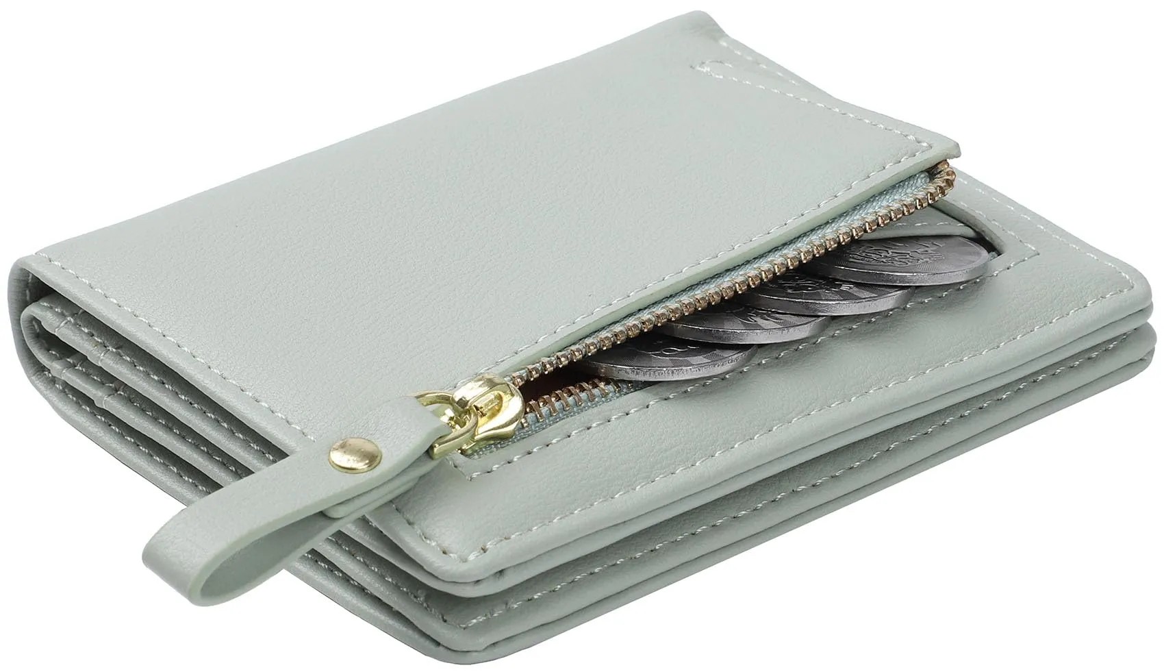 RRANCharltu Portafoglio Donna Piccolo in Pelle Slim, Verde - immagine 6