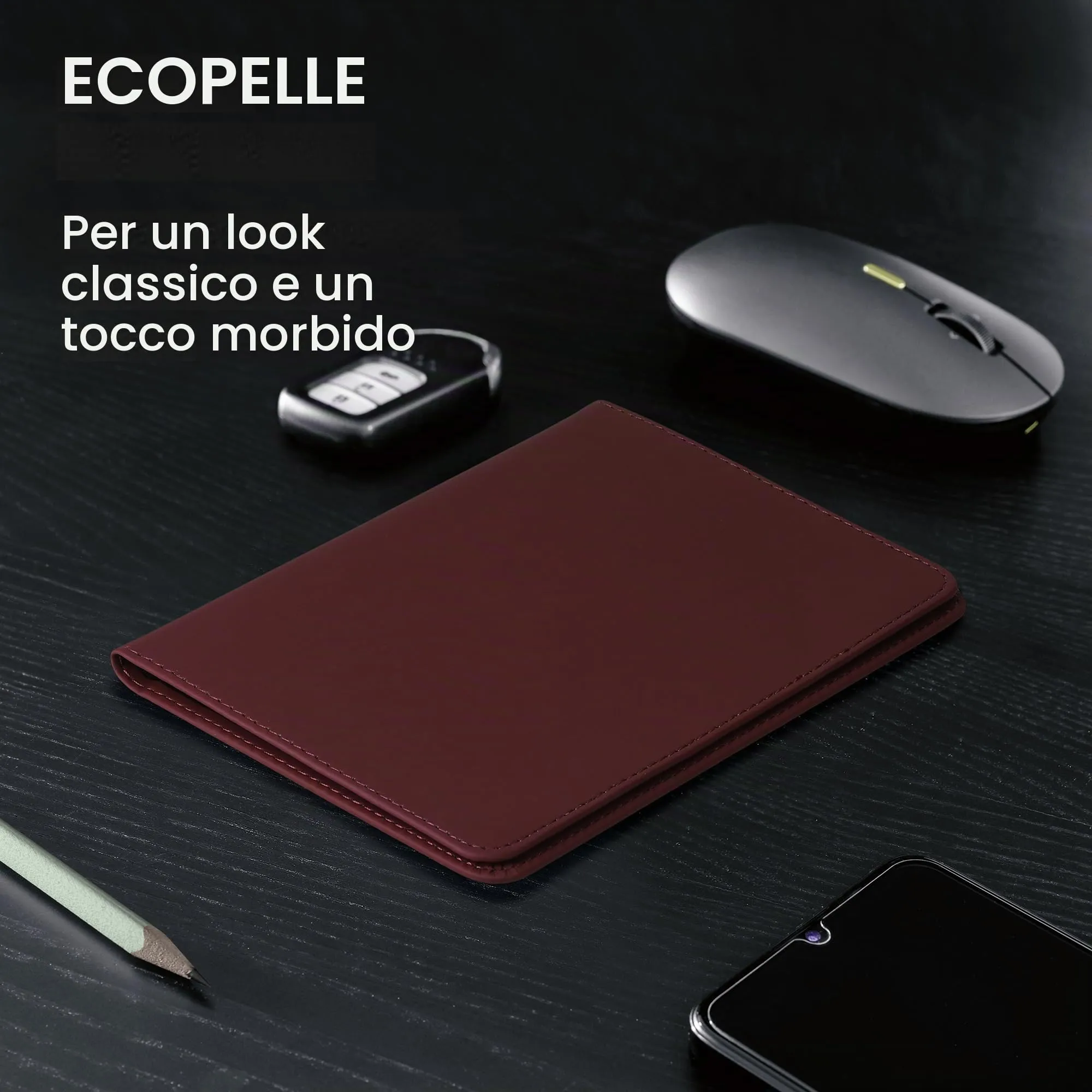 kwmobile Custodia in Pelle Nabuk per Libretto di Circolazione e Patente, Colore Mora - immagine 3
