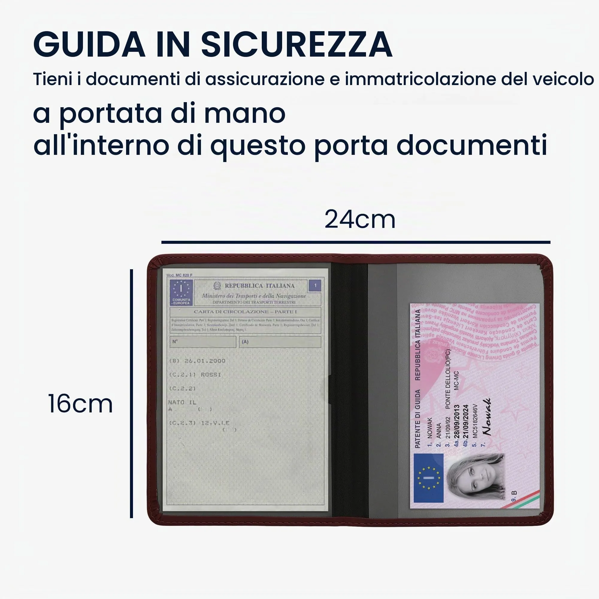 kwmobile Custodia in Pelle Nabuk per Libretto di Circolazione e Patente, Colore Mora - immagine 4