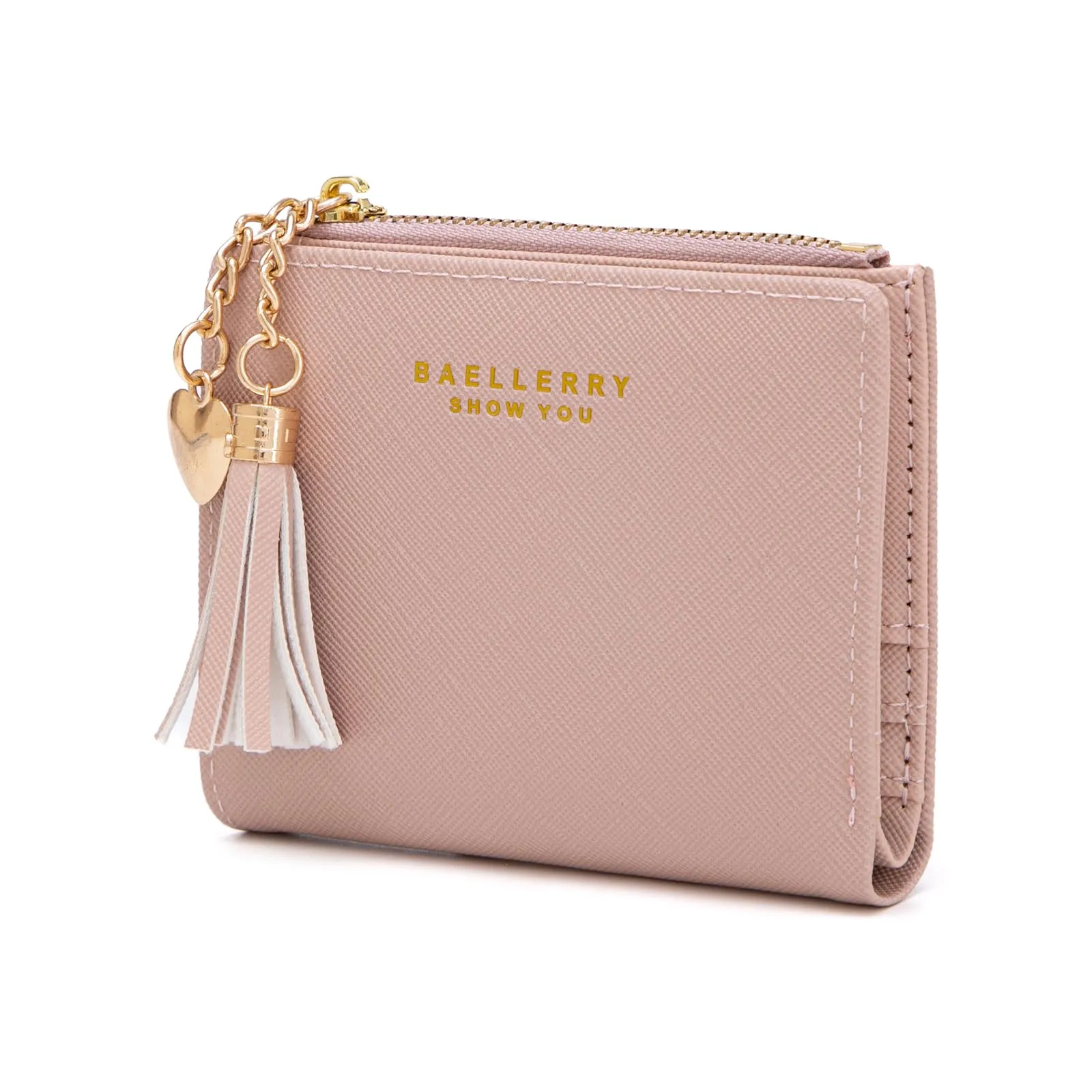 CHAOFANXI Portafoglio Donna in Pelle PU con Cerniera e Chiusura a Scatto, Rosa - immagine 1