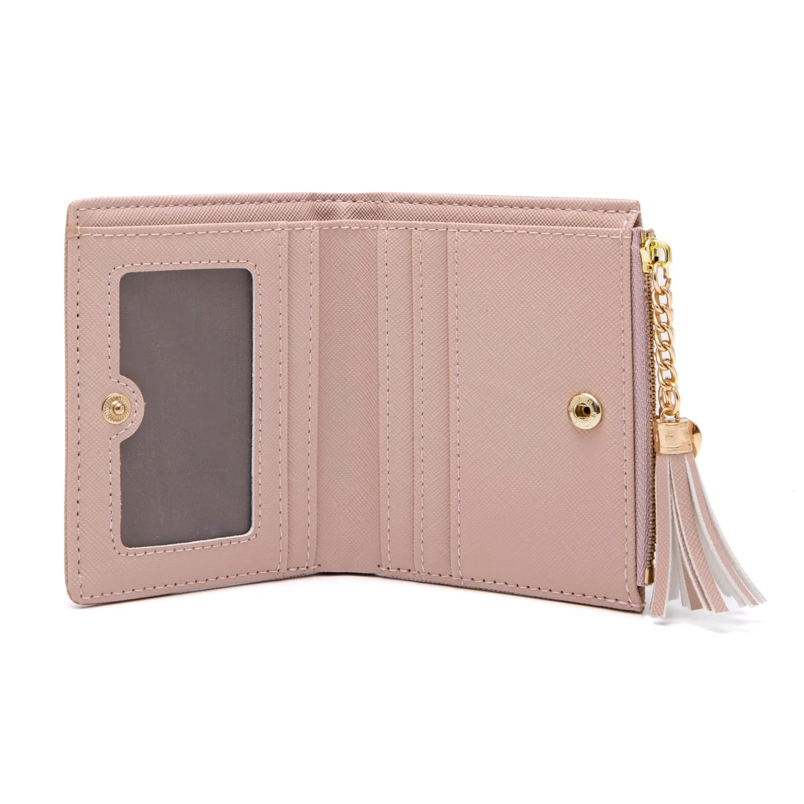 CHAOFANXI Portafoglio Donna in Pelle PU con Cerniera e Chiusura a Scatto, Rosa - immagine 4