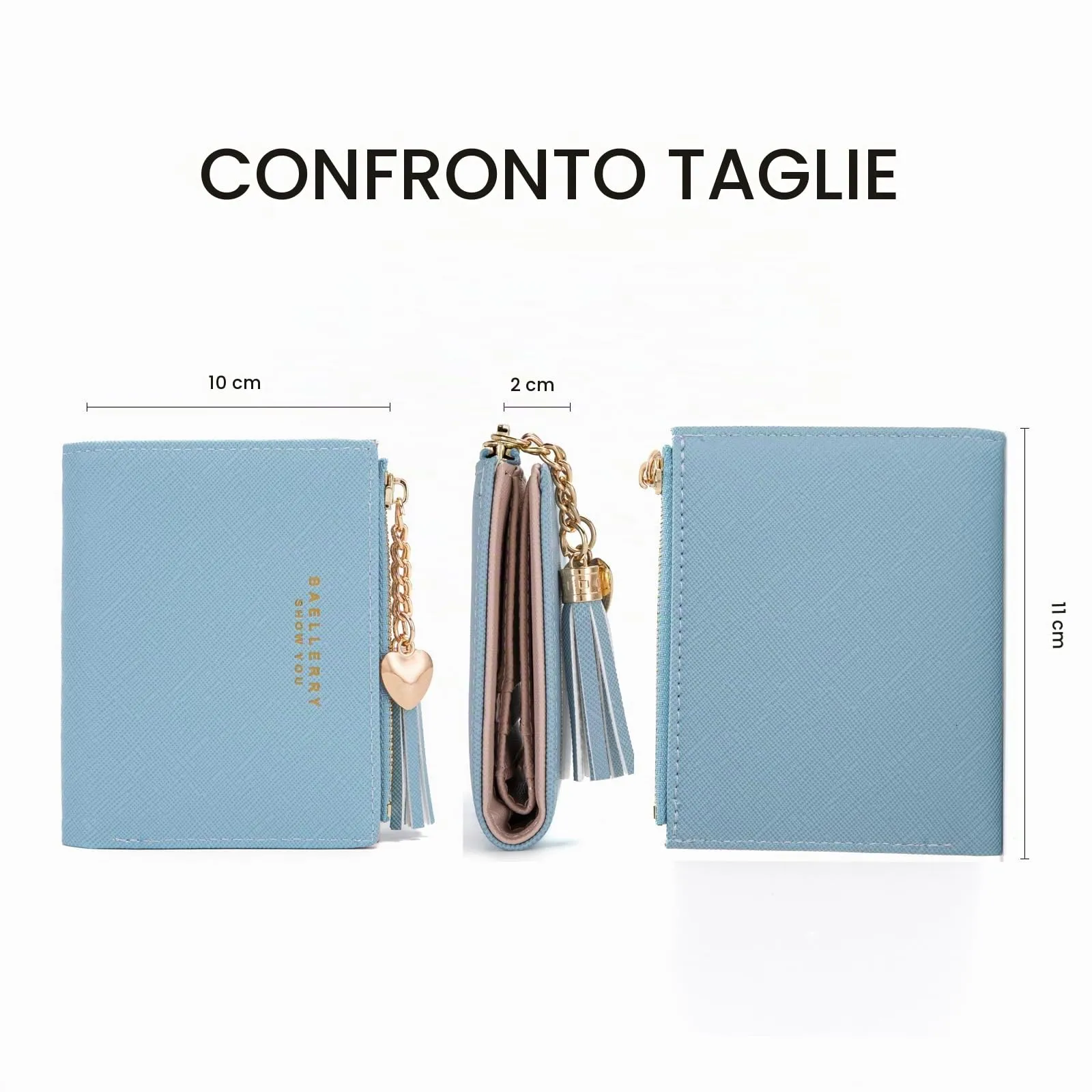 CHAOFANXI Portafoglio Donna in Pelle PU con Cerniera e Chiusura a Scatto, Blu - immagine 3