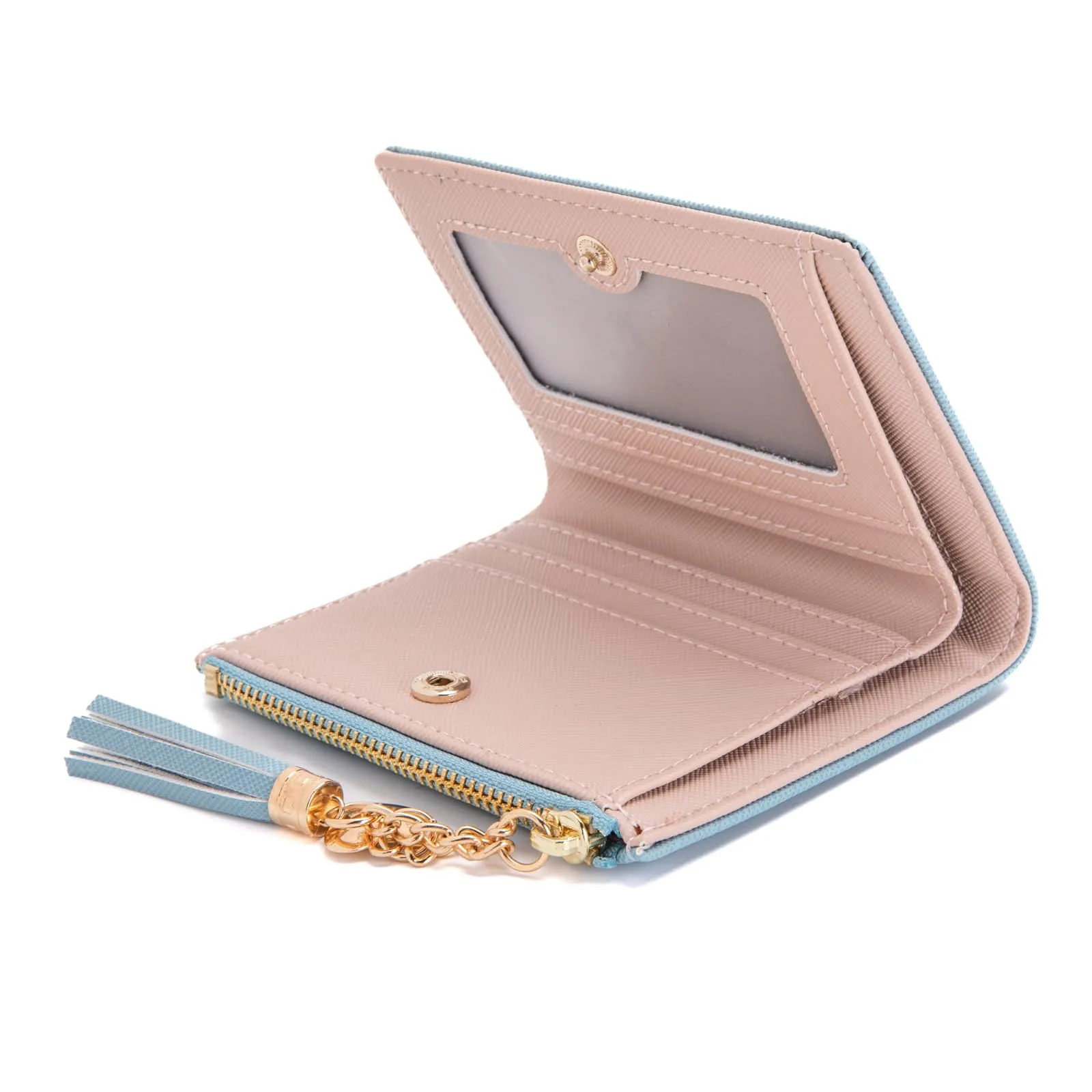 CHAOFANXI Portafoglio Donna in Pelle PU con Cerniera e Chiusura a Scatto, Blu - immagine 4